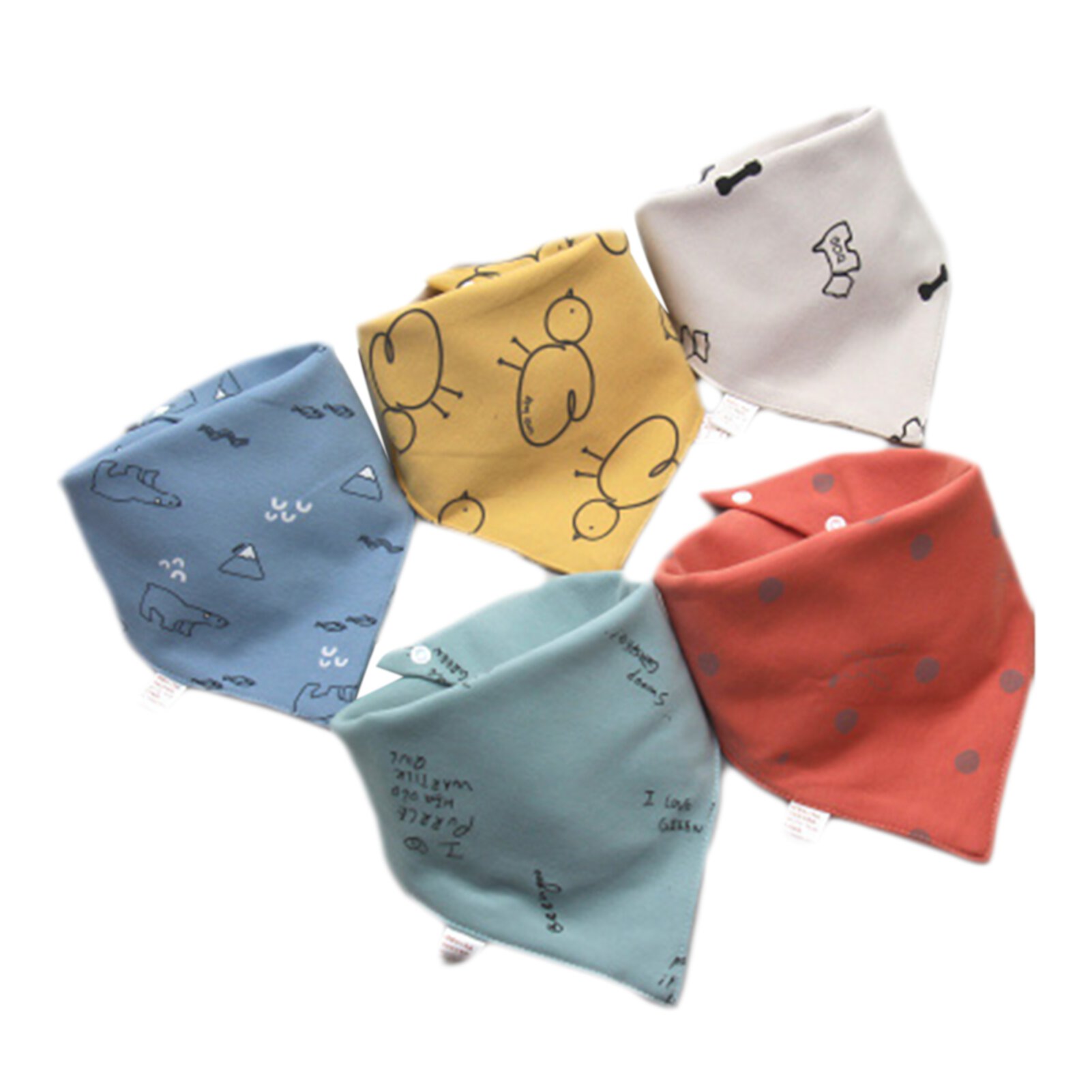 Visland 5Pcs Organic Baby Bandana Drool Bibs - Bandana Bibs for Boys, Girls Super Absorbent Bandana Drool Bibs - Teething Bibs - Organic Cotton Baby Bibs for Infant Visland