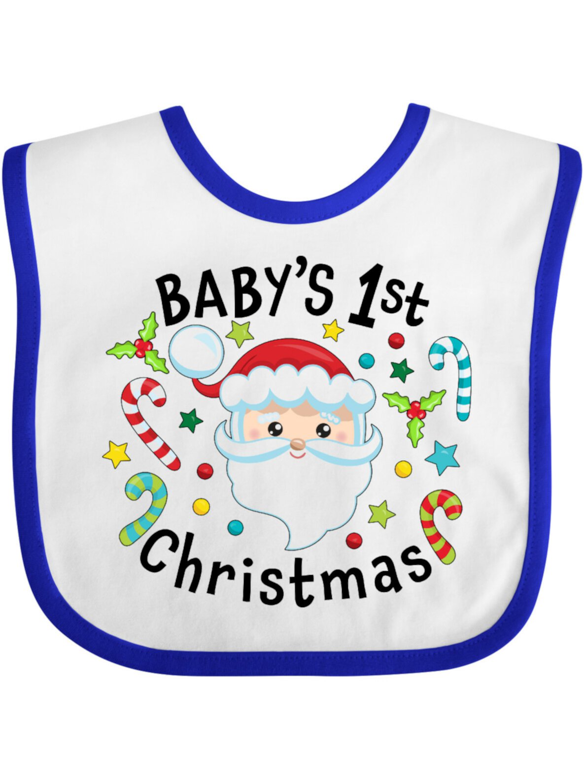 Inktastic Baby's 1st Christmas Santa with Candy Canes Boys or Girls Baby Bib Inktastic