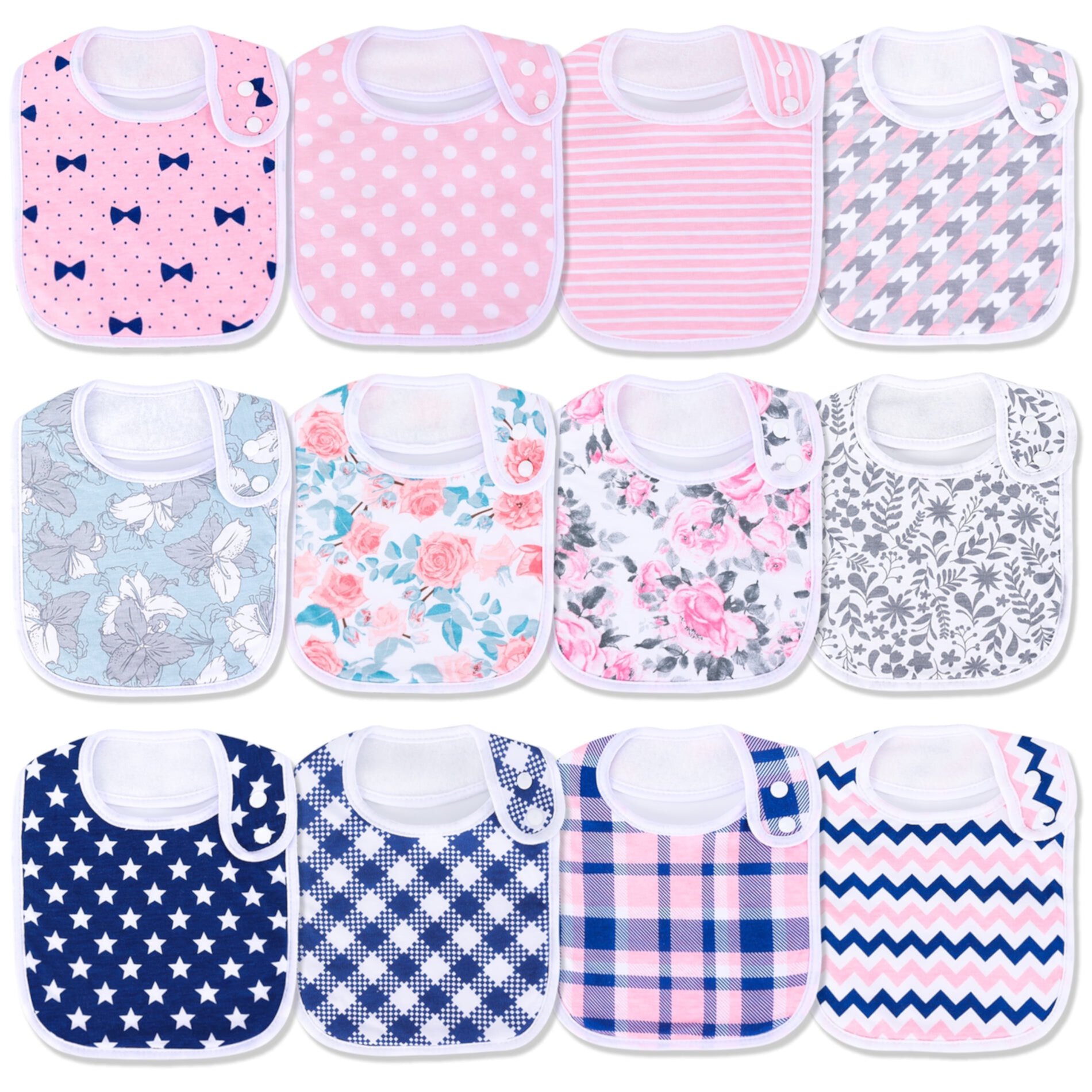 Baby Bibs Waterproof Cotton Soft Absorbent With Adjustable Snap for Baby Boys and Girls Benoxine