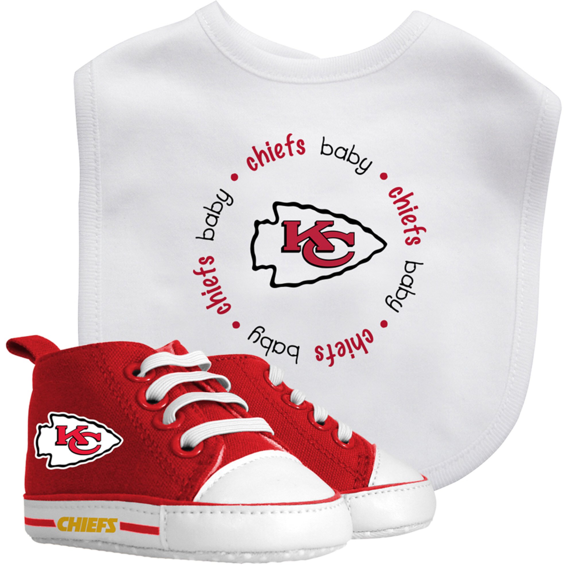 BabyFanatic 2 Piece Bib and Shoes - NFL Kansas City Chiefs - White Unisex Infant Apparel Baby Fanatic