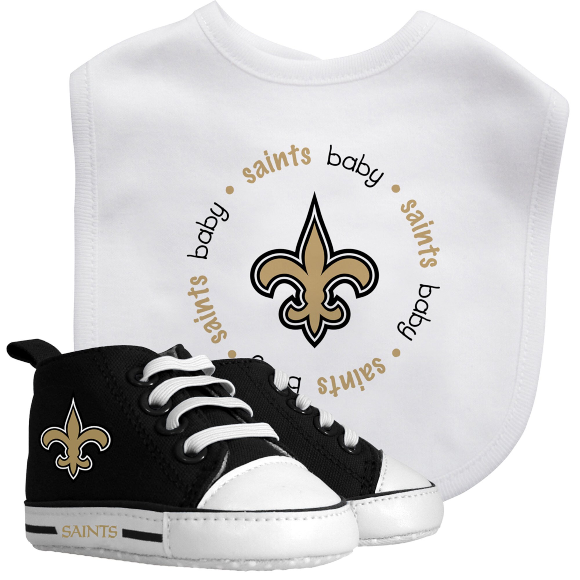 BabyFanatic 2 Piece Bib and Shoes - NFL New Orleans Saints - White Unisex Infant Apparel Baby Fanatic