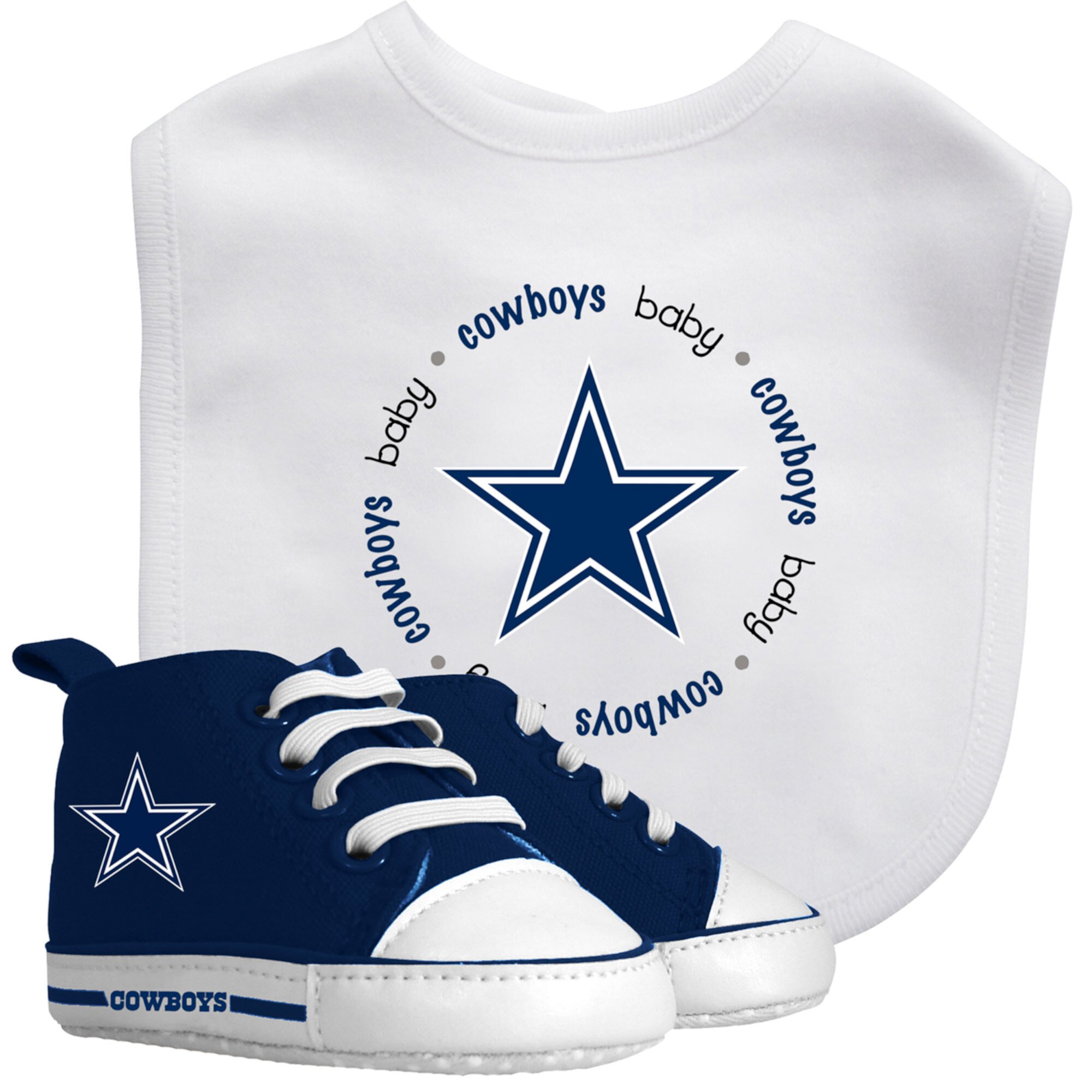 BabyFanatic 2 Piece Bib and Shoes - NFL Dallas Cowboys - White Unisex Infant Apparel Baby Fanatic