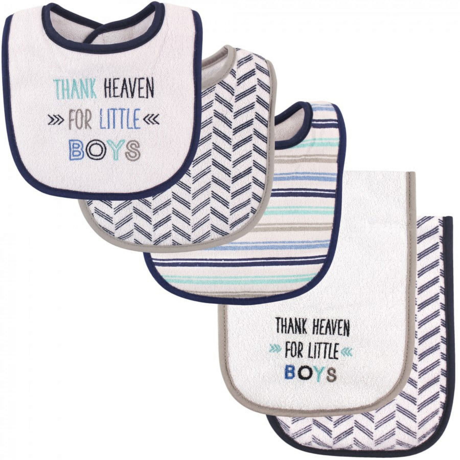 Luvable Friends Baby Boy Bib and Burp Cloth Set 5pk, Boy Thank Heaven, One Size Luvable Friends