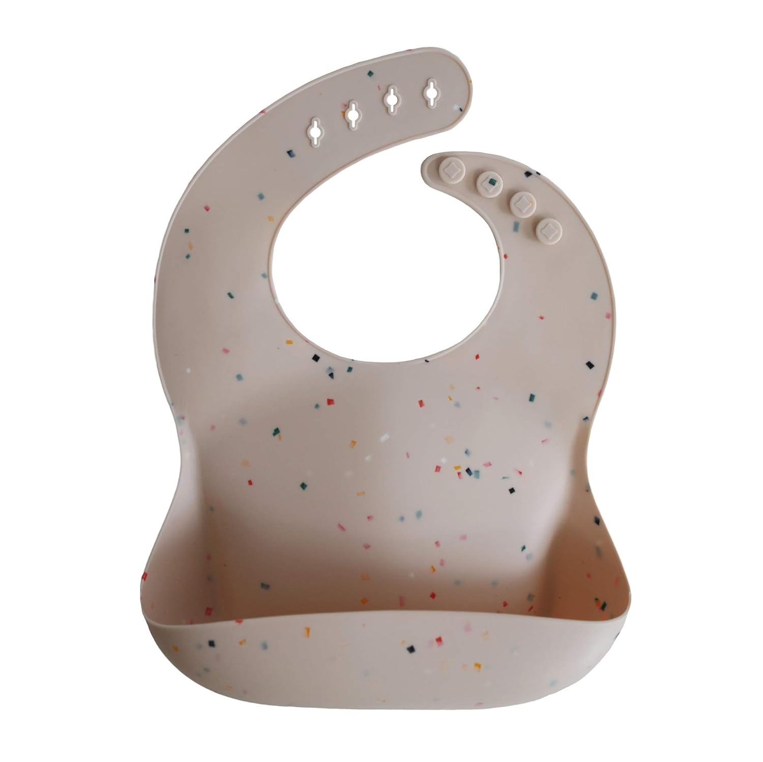 Mushie Silicone Baby Bib, Unisex, Adjustable, Waterproof, for Infants & Toddlers - Vanilla Confetti Mushie