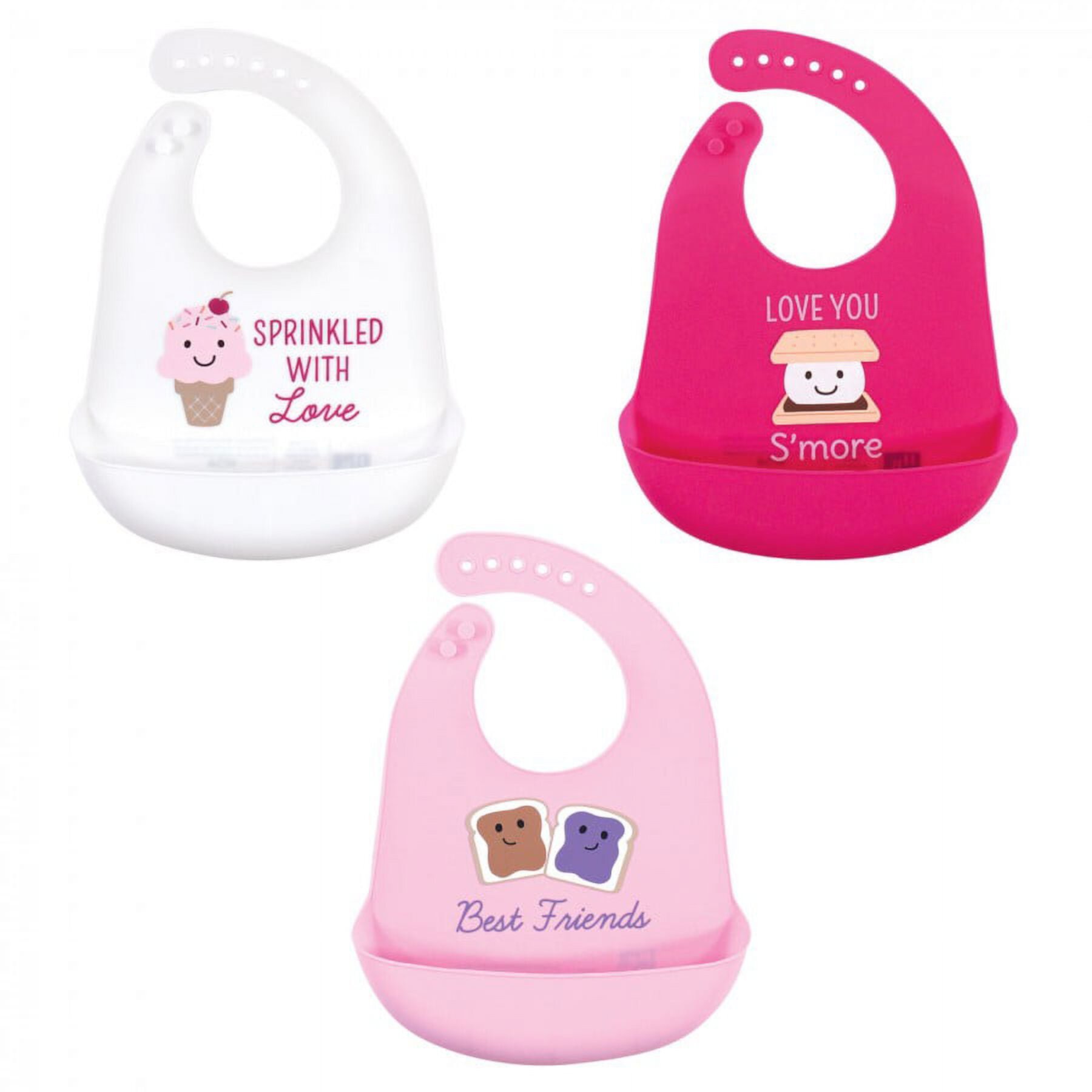 Hudson Baby Infant Girl Silicone Bibs 3pk, Sweetest Cupcake, One Size Hudson Baby