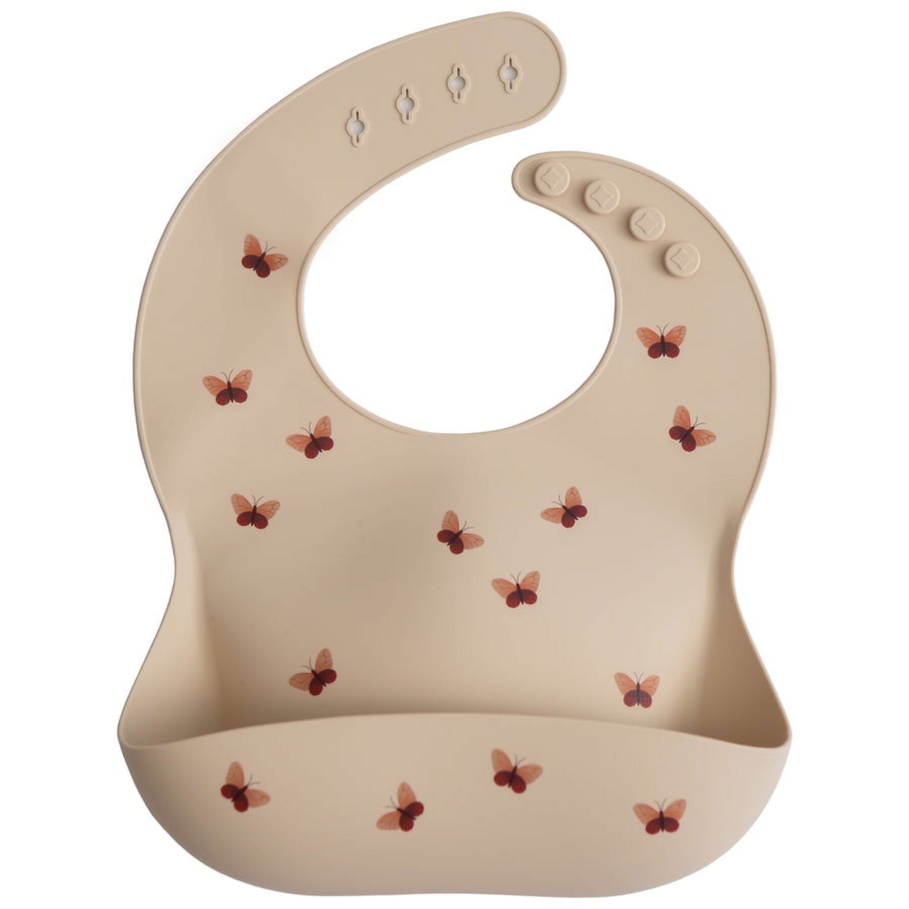 Mushie Silicone Baby Bib, Butterflies - Adjustable, Unisex Waterproof Toddler Bib for Easy Clean-Up Mushie