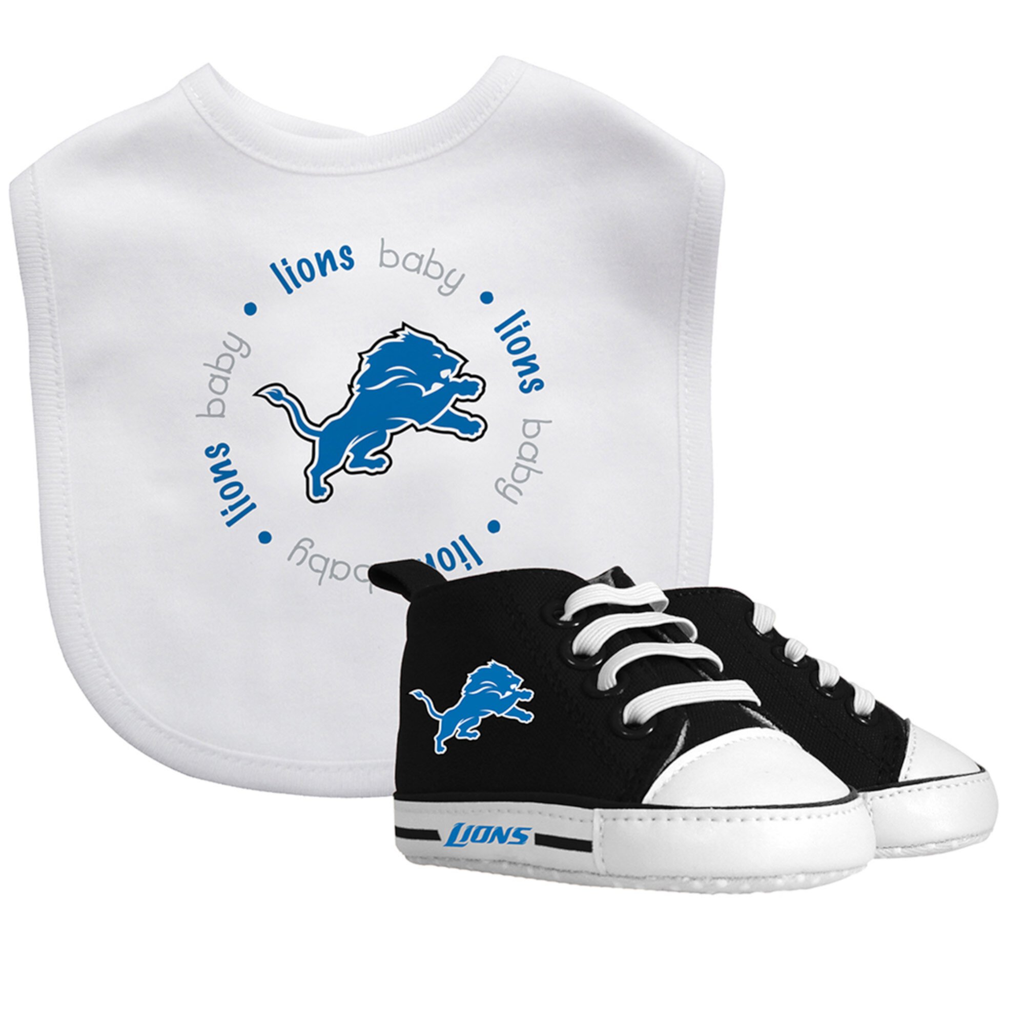 BabyFanatic 2 Piece Bib and Shoes - NFL Detroit Lions - White Unisex Infant Apparel Baby Fanatic