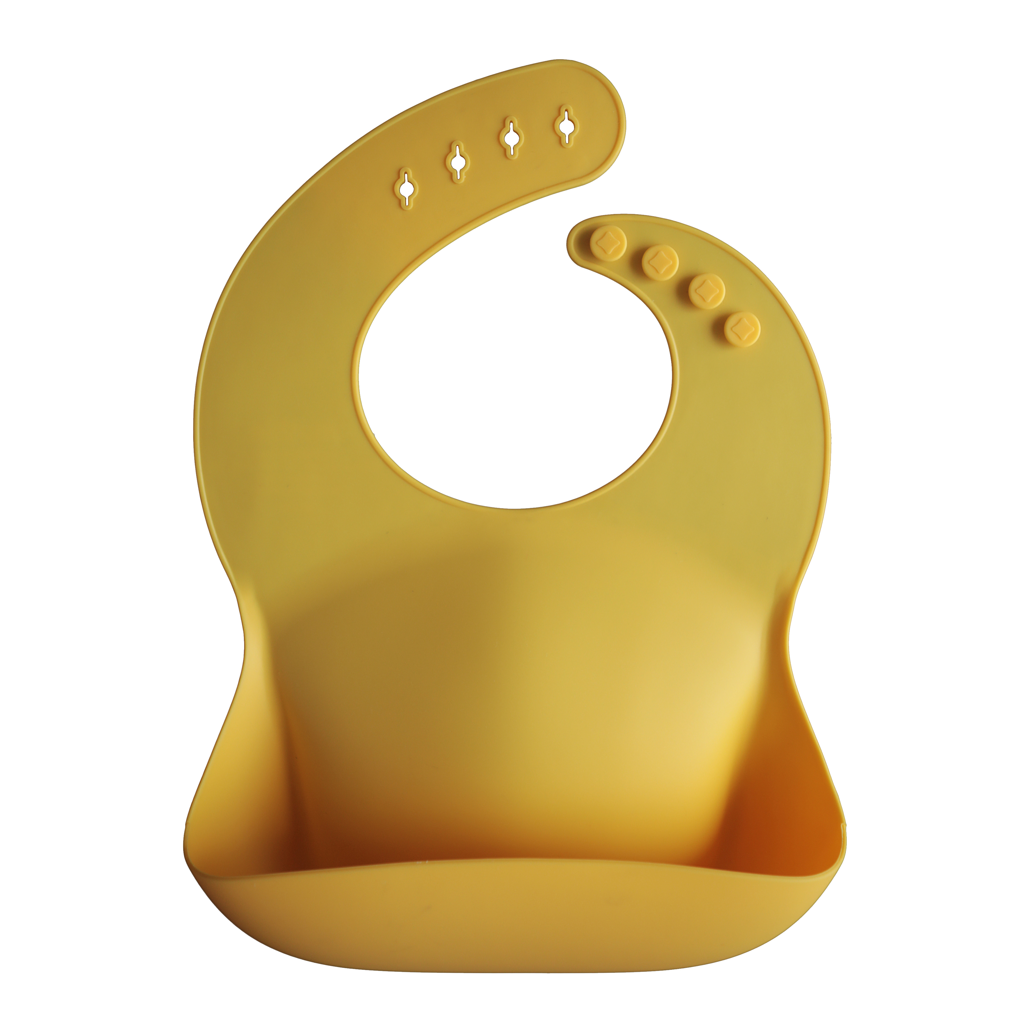 Mushie Silicone Baby Bib, Mineral Yellow - Adjustable, Unisex Waterproof Toddler Bib for Easy Clean-Up Mushie