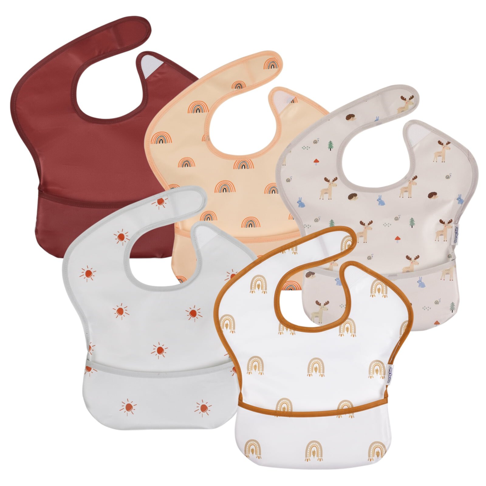 Gllquen Baby Waterproof Feeding Bibs 5 Pack for Infant Toddler Boys Girls, Elephant and Astronaut GLLQUEN BABY