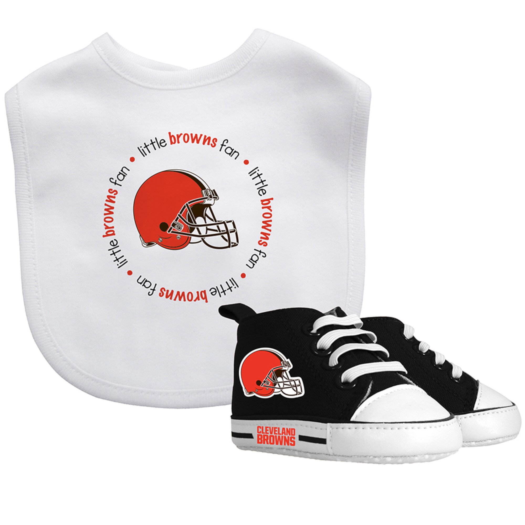 BabyFanatic 2 Piece Bib and Shoes - NFL Cleveland Browns - White Unisex Infant Apparel Baby Fanatic