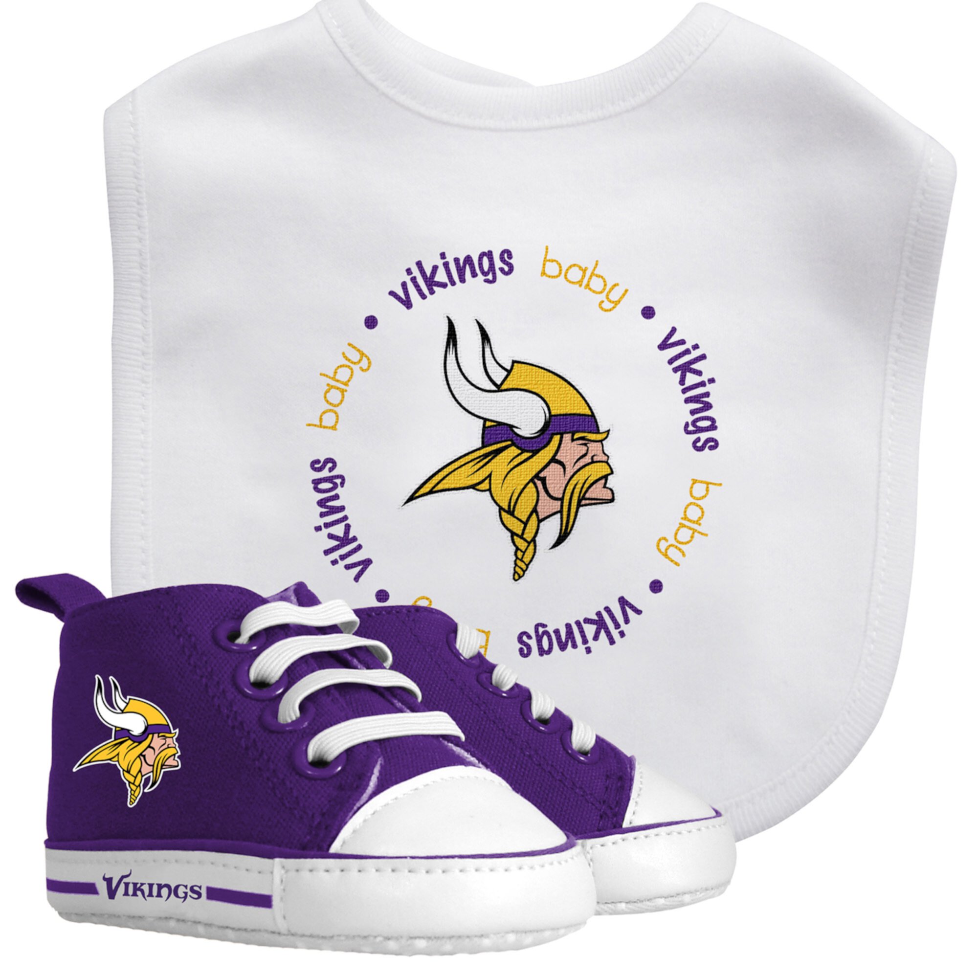 BabyFanatic 2 Piece Bib and Shoes - NFL Minnesota Vikings - White Unisex Infant Apparel Baby Fanatic