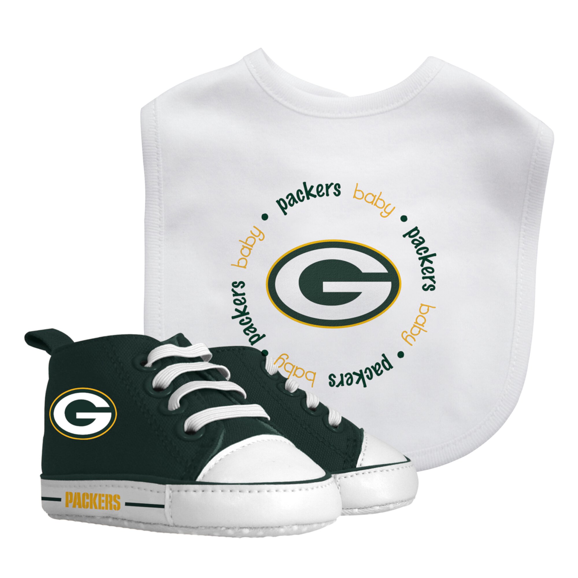 BabyFanatic 2 Piece Bib and Shoes - NFL Green Bay Packers - White Unisex Infant Apparel Baby Fanatic