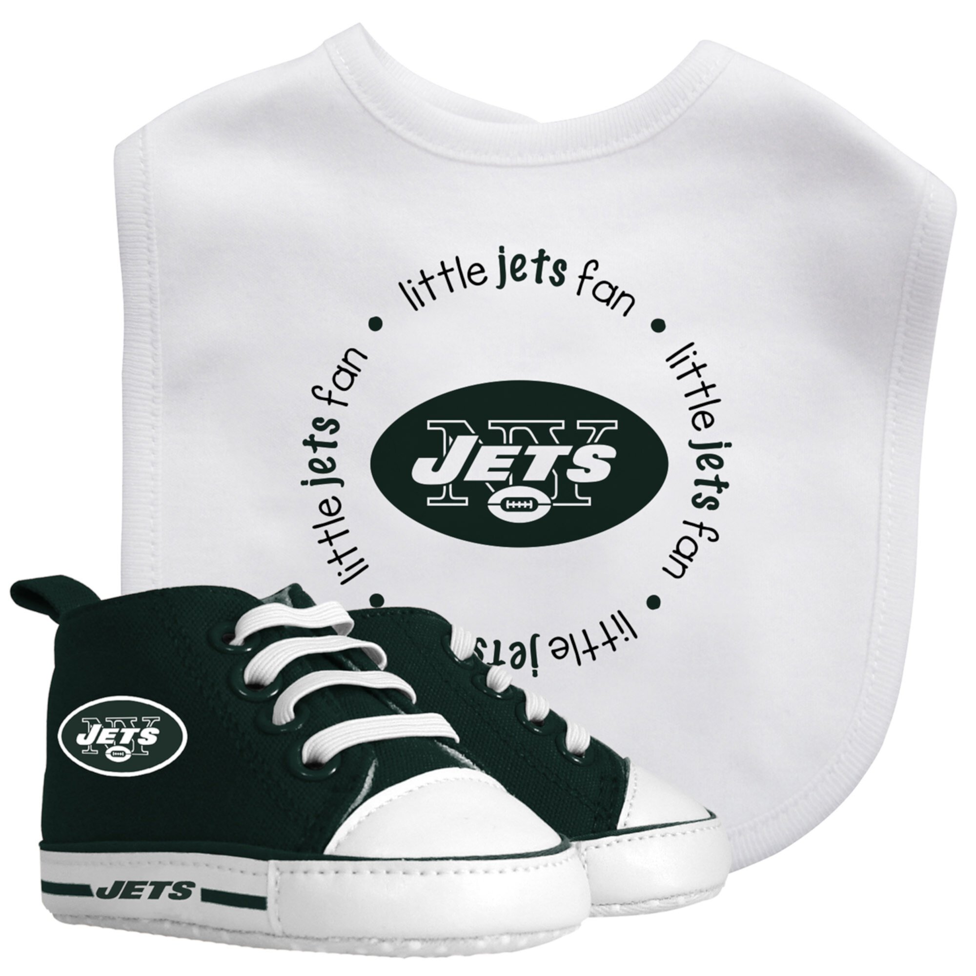 BabyFanatic 2 Piece Bib and Shoes - NFL New York Jets - White Unisex Infant Apparel Baby Fanatic