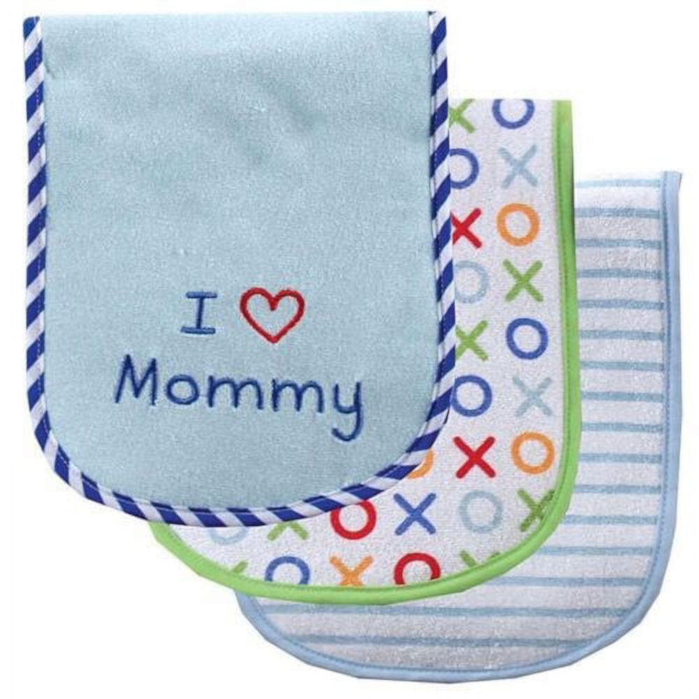 Luvable Friends Unisex Baby Cotton Burp Cloths with Fiber Filling, Blue Mom, One Size Blue Mom One Size Luvable Friends