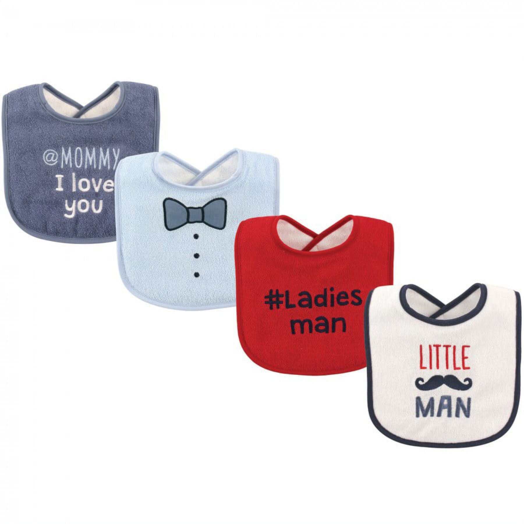 Luvable Friends Baby Boy Cotton Drooler Bibs with Fiber Filling 4pk, Little Man, One Size Luvable Friends