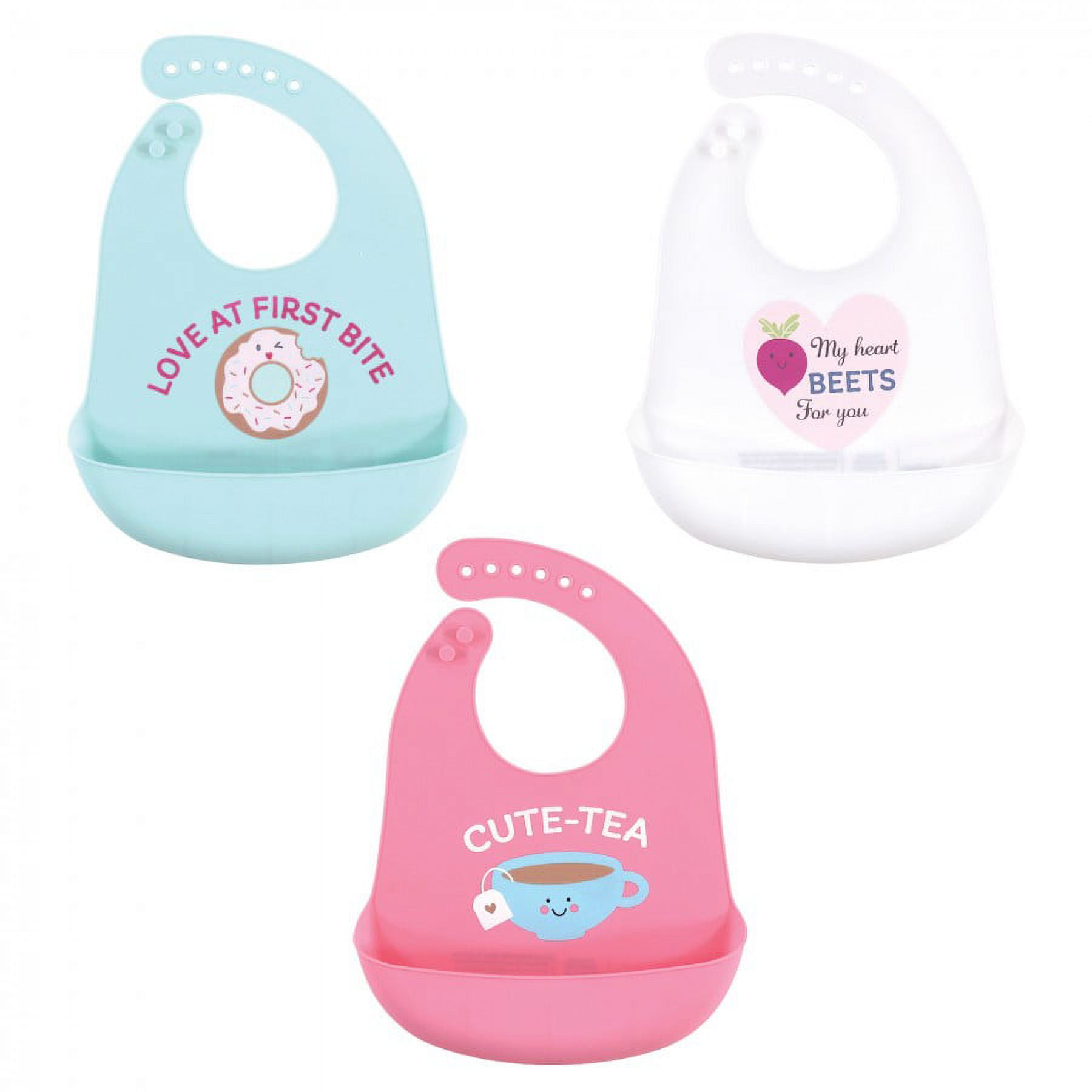 Hudson Baby Infant Girl Silicone Bibs 3pk, Sweetest Cupcake, One Size Hudson Baby