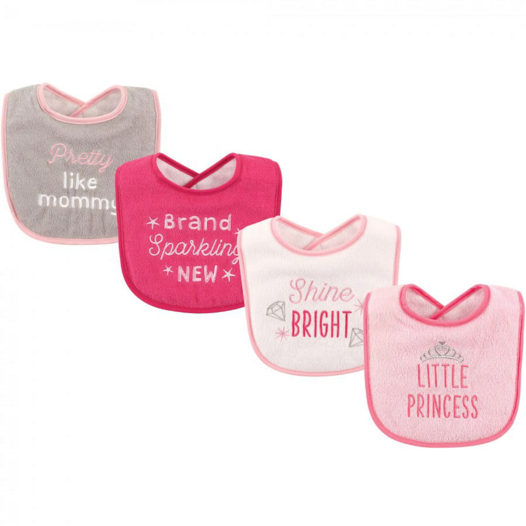 Luvable Friends Baby Girl Cotton Drooler Bibs with Fiber Filling 4pk, Princess, One Size Luvable Friends