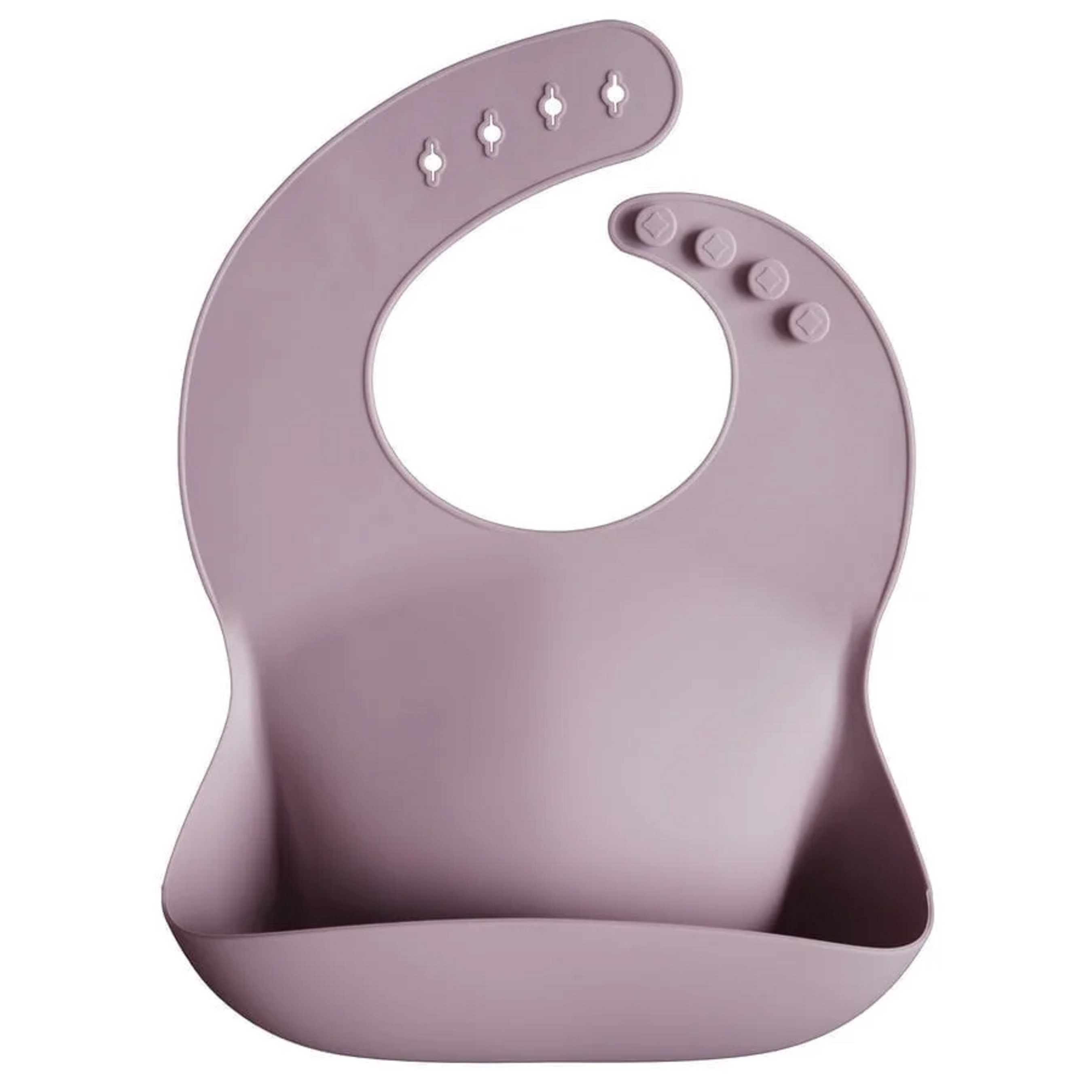 Mushie Silicone Baby Bib, Pale Mauve - Adjustable, Unisex Waterproof Toddler Bib for Easy Clean-Up Mushie