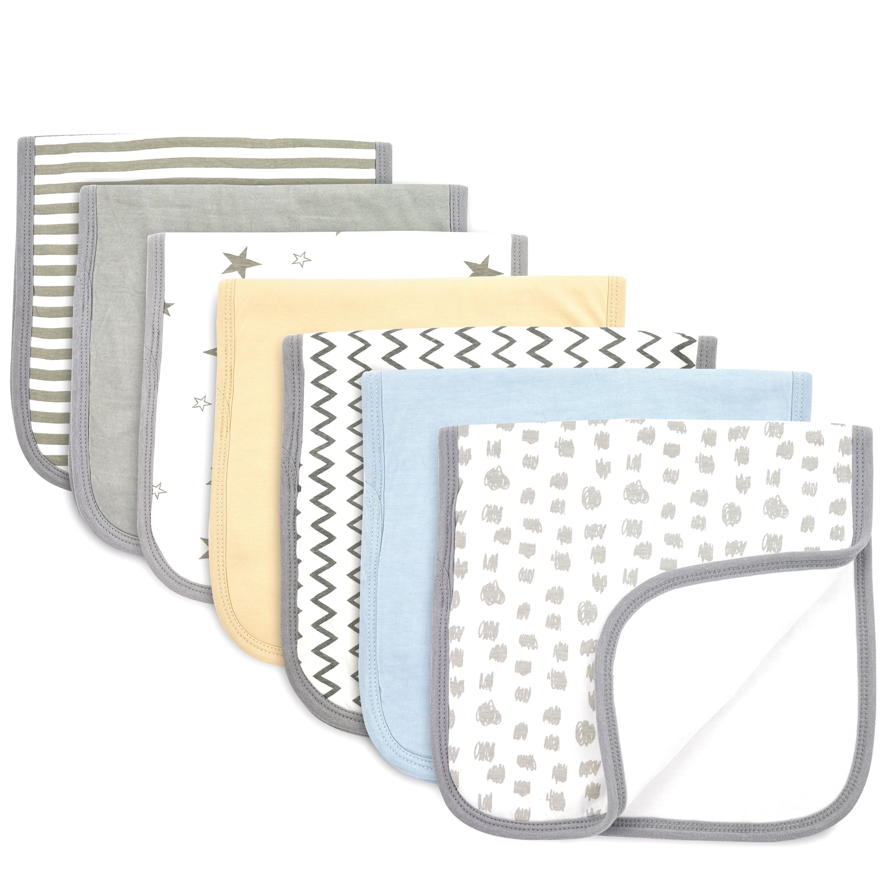 Baby Burp Cloths - 7 Pack Triple Layered - Top and Bottom 100% Cotton and Middle Layer 100% Polyester Fleece - Absorbent Burping Cloth Extra Absorbent Baby Burp Cloth Extra Soft for Boys and Girls Bublo Baby