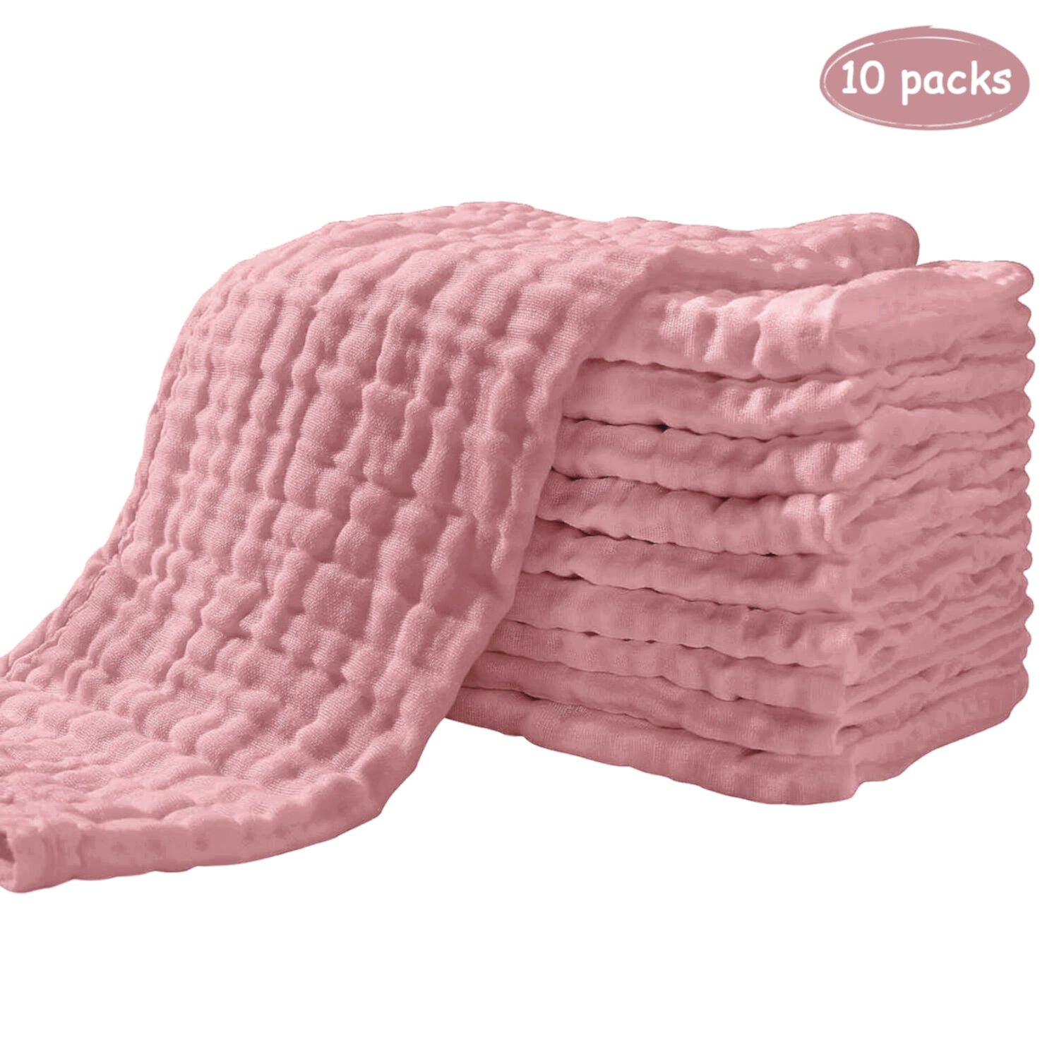 Yoofoss Muslin Baby Burp Cloths 100% Cotton- Soft Washcloths for Boy Girls, 10 Pack (Bean Paste) Yoofoss