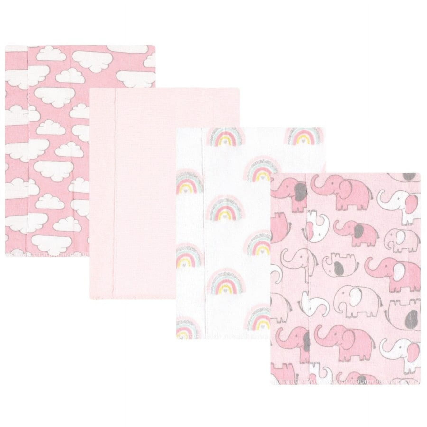 Hudson Baby Infant Girl Cotton Flannel Burp Cloths 4pk, Flamingos, One Size Hudson Baby