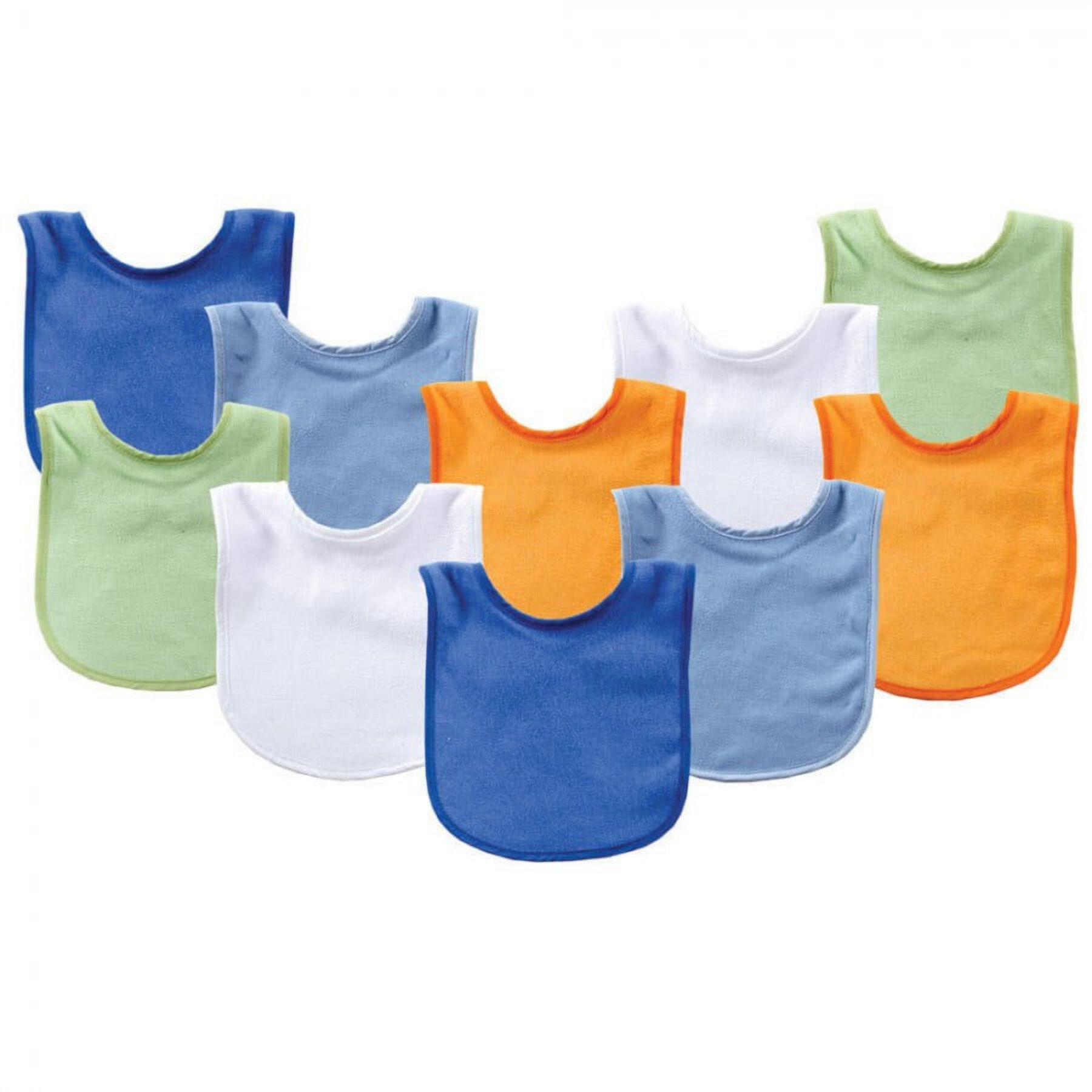 Luvable Friends Baby Boy Cotton Terry Bibs 10pk, Blue Orange, One Size Luvable Friends