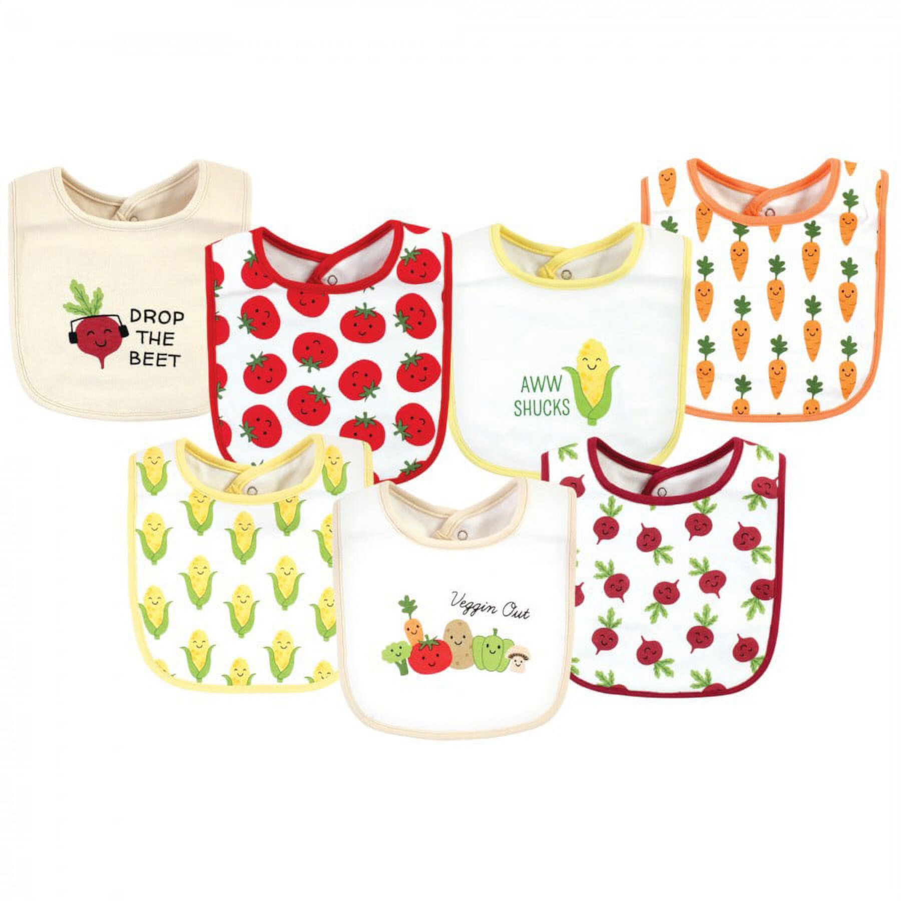 Hudson Baby Infant Girl Cotton Bibs, Veggies, One Size Hudson Baby