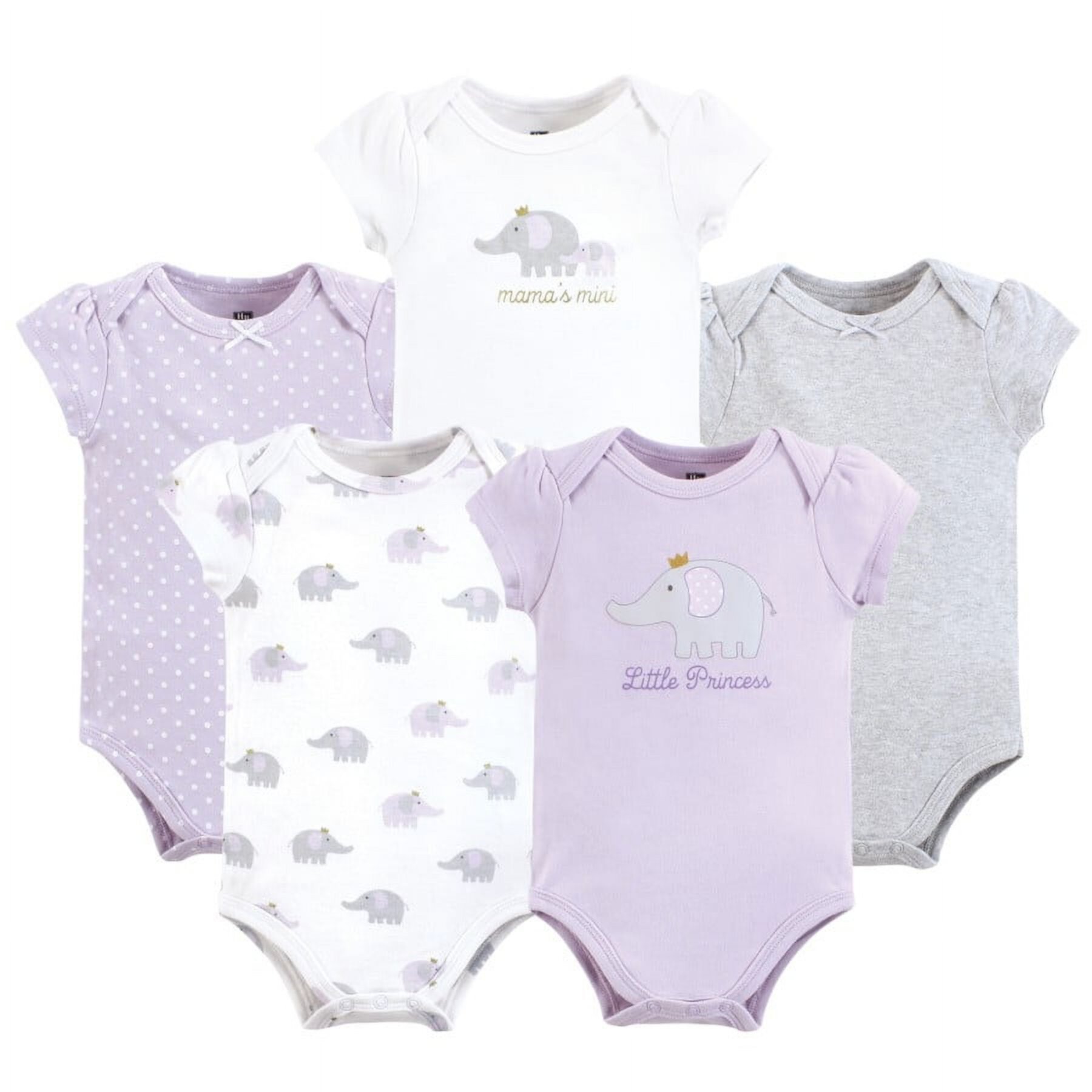 Hudson Baby Short Sleeve Bodysuits, 5-Pack, Newborn- 24 Months Hudson Baby