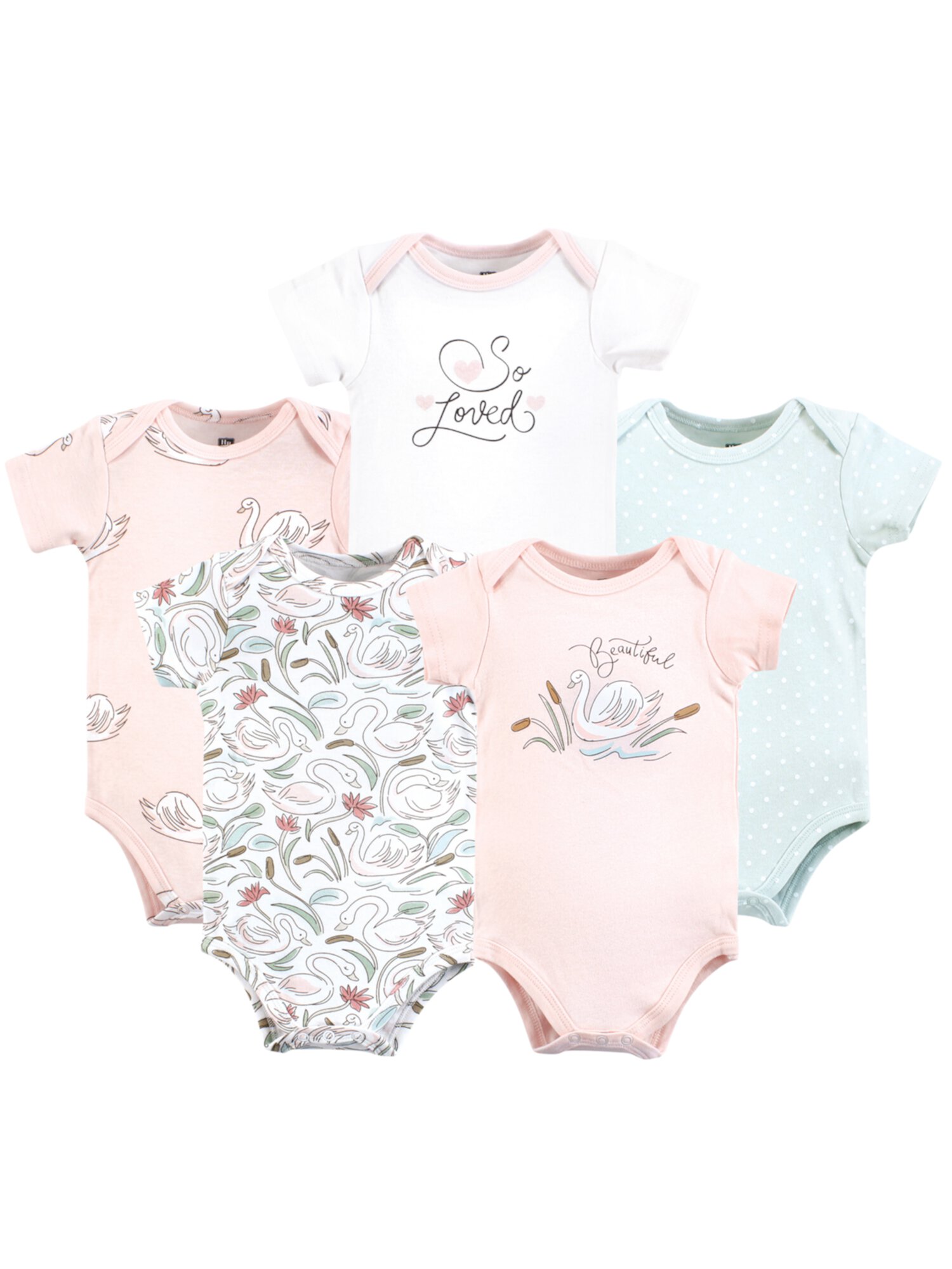 Hudson Baby Short Sleeve Bodysuits, 5-Pack, Newborn- 24 Months Hudson Baby