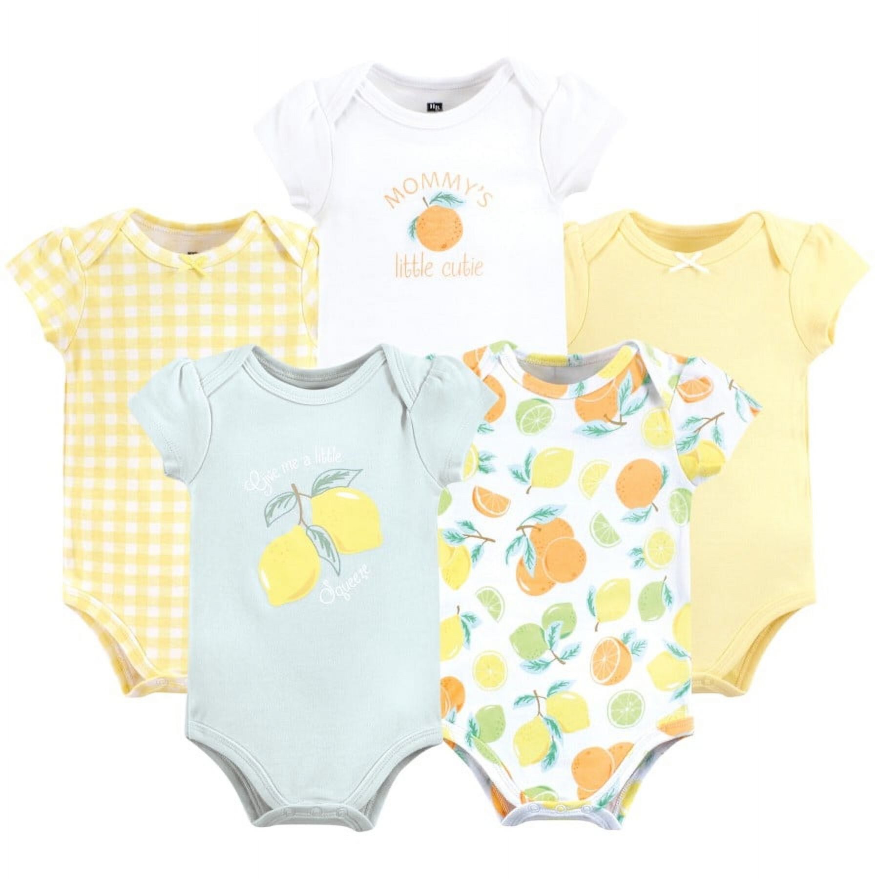 Hudson Baby Short Sleeve Bodysuits, 5-Pack, Newborn- 24 Months Hudson Baby