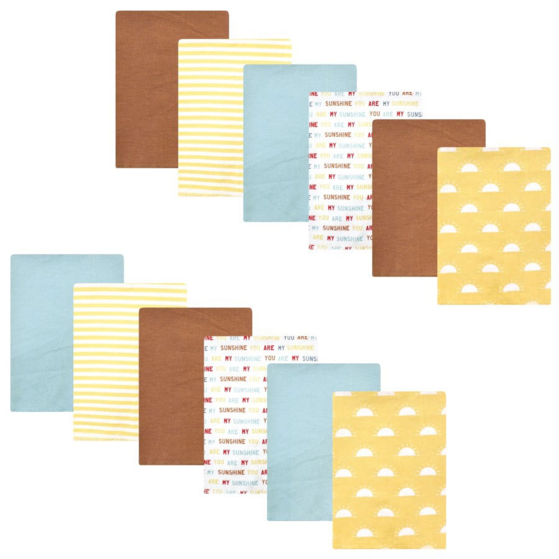 Hudson Baby Cotton Flannel Burp Cloths Bundle, My Sunshine, One Size Hudson Baby