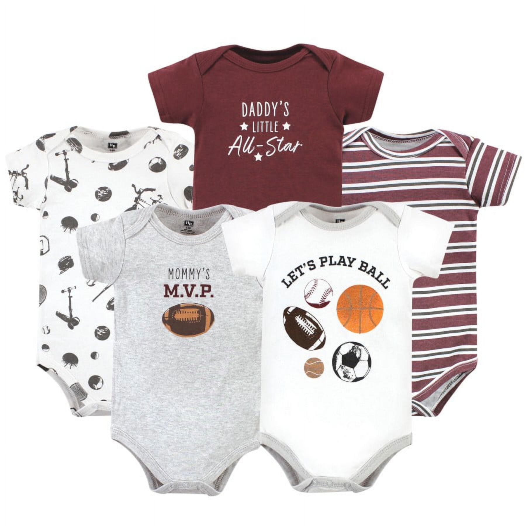 Hudson Baby Short Sleeve Bodysuits, 5-Pack, Newborn- 24 Months Hudson Baby