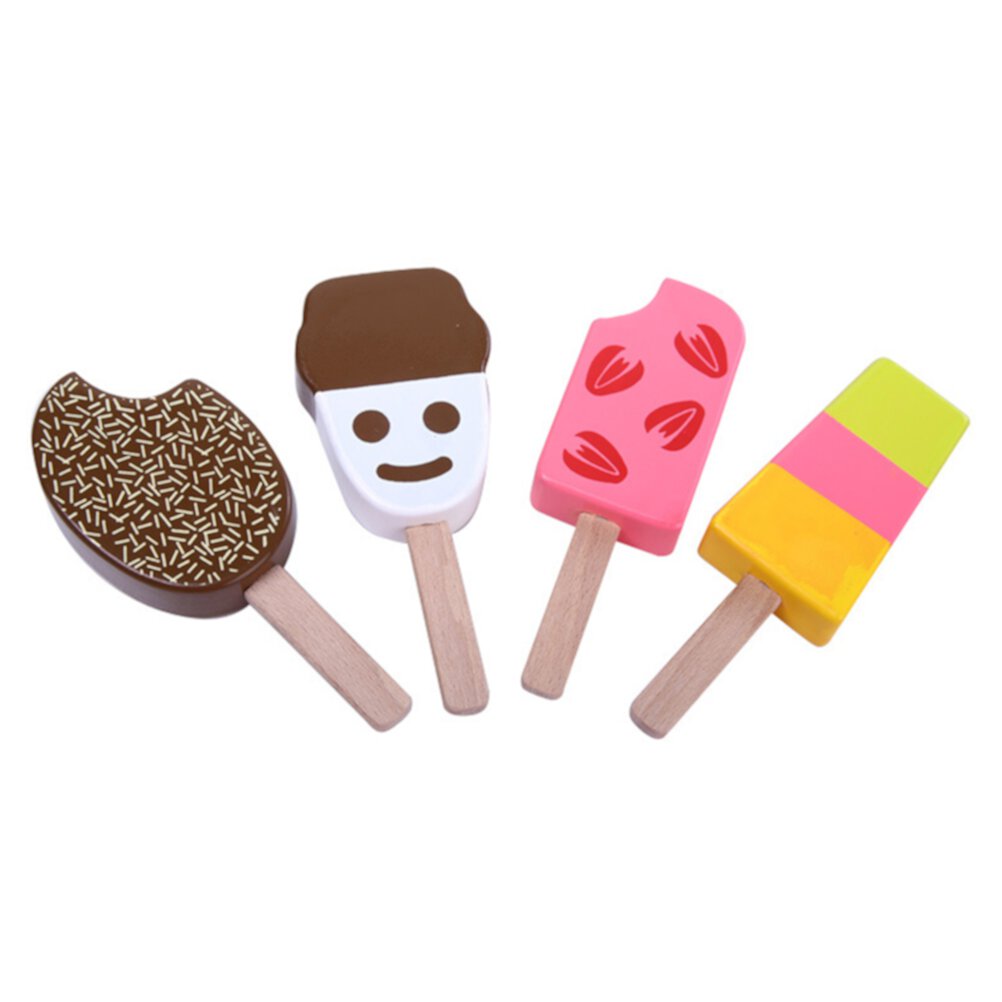 wood play food Childrens Wooden Play Pretend Food Popsicle Wood Play Food Ice Cream Bar (Chocolate Milk Popsicle) Sipeihong