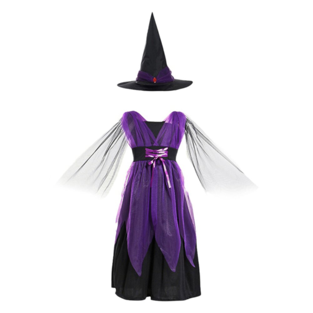 Halloween Witch Costume for Girls Toddler Witch Dress up with Hat Accessories for Kids Cosplay Party 3-13T Gyratedream