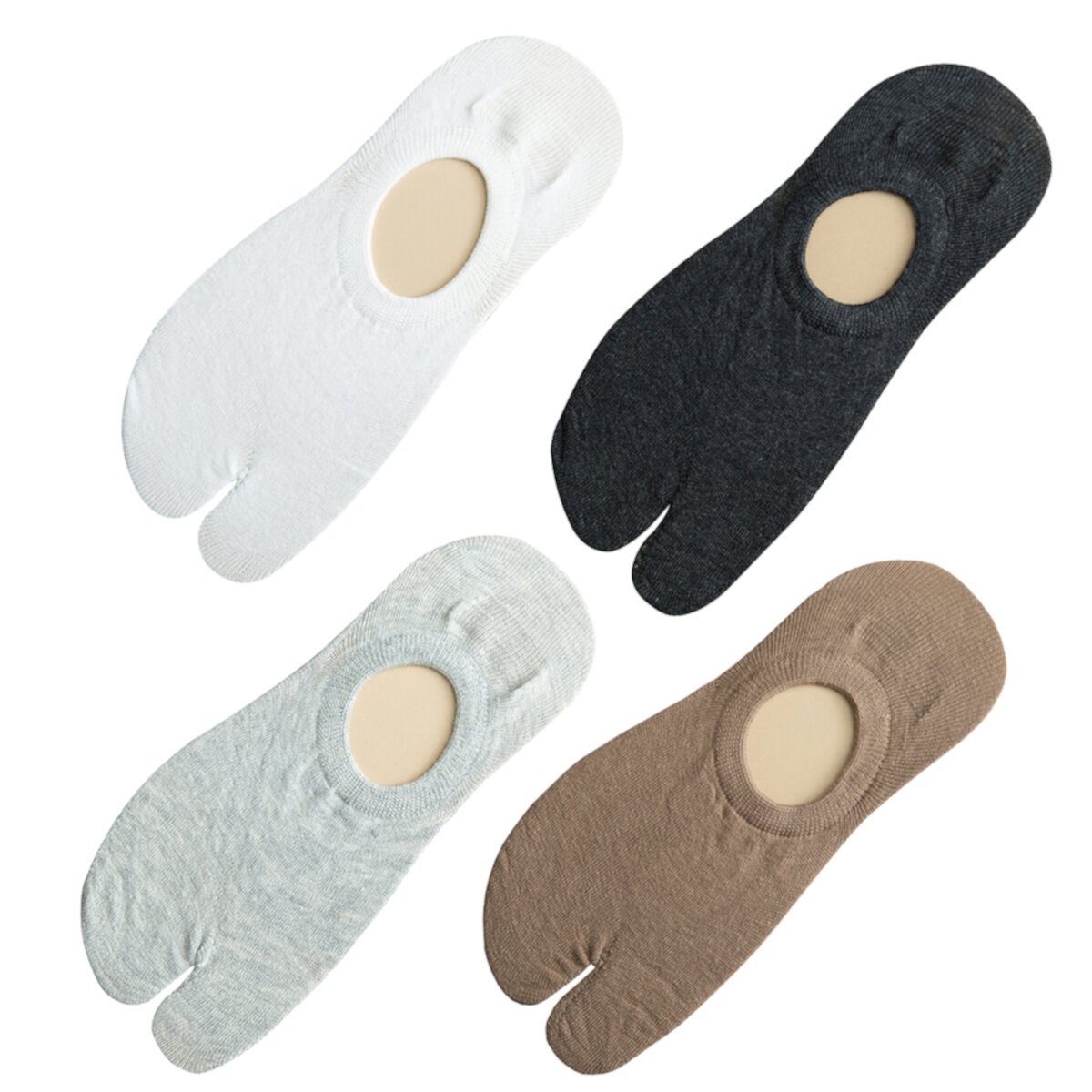 Chidian 4 Pairs No Show Socks Anti-slip Unisex Sports Socks Two-finger Low Cut Ankle Sock Chidian