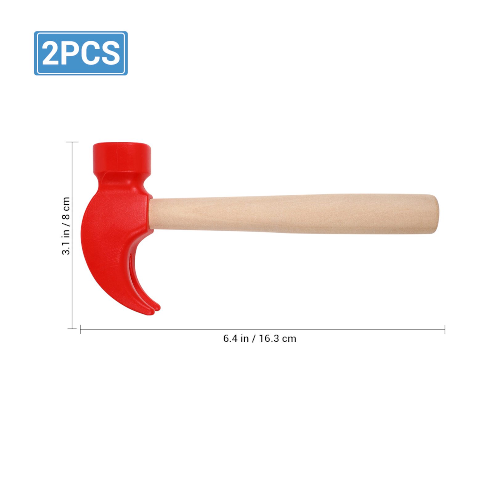 TODDMOMY 2pcs Children Wood-handled Hammer Tools Toys  Simulation Maintenance Hammers Kids Educational Toys Unbranded