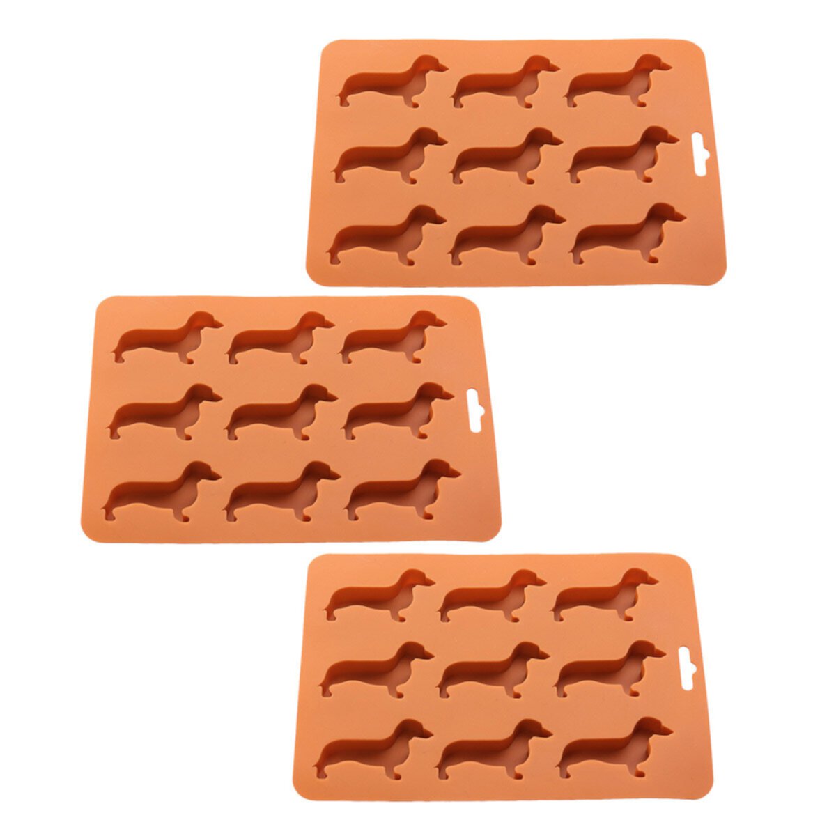 Chidian 3pcs 9-grid Frozen Ice Cube Mold Puppy Shaped Cake Mold DIY Ice Cream Mold Silicone Ice Brick Mould Popsicle Mold Kitchen Accessory (Orange) Chidian