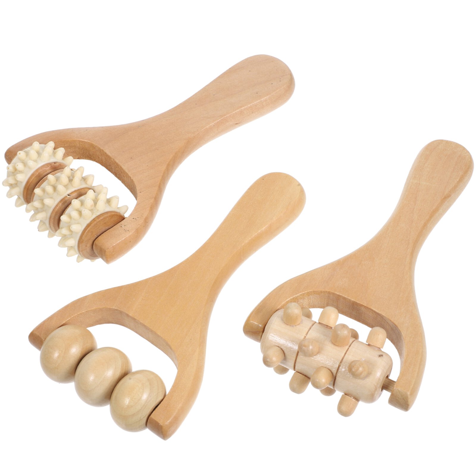 3Pcs Wood Massage Roller Convenient Face Roller Wooden Roller For Back Neck Foot Leg Arm Massager Yangdingxing