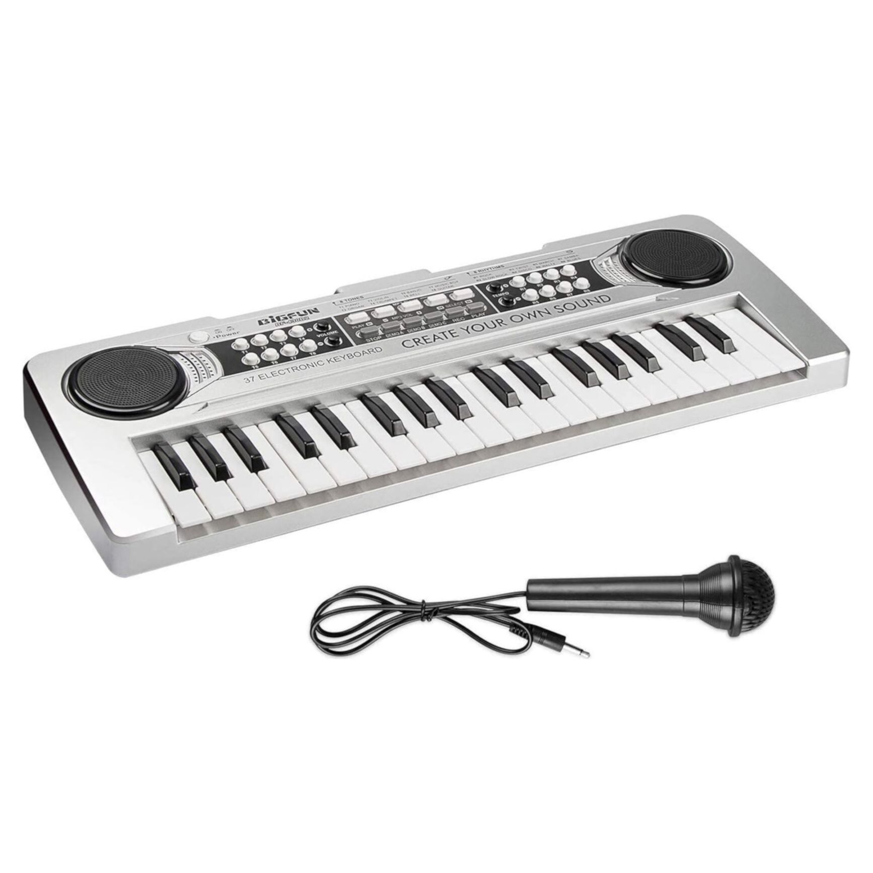 AIMEDYOU Kids Piano, Kids Keyboard 37 Keys Portable Electronic Musical Instrument Multi-Function Music Piano for Kids Early Learning Educational Toy Birthday Xmas Day Gifts (Silver) AIMEDYOU