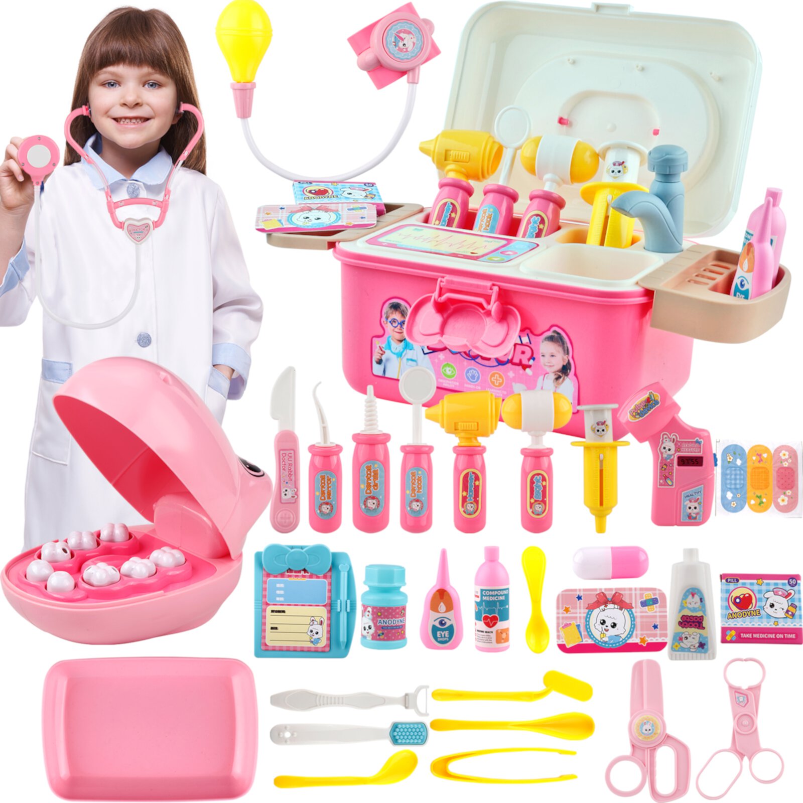 Doctor Kit Toys for 2 3-6 Year Old Girls Boys Toddlers Kids Pretend Play Dress Up Dentist Doctor Set NETNEW