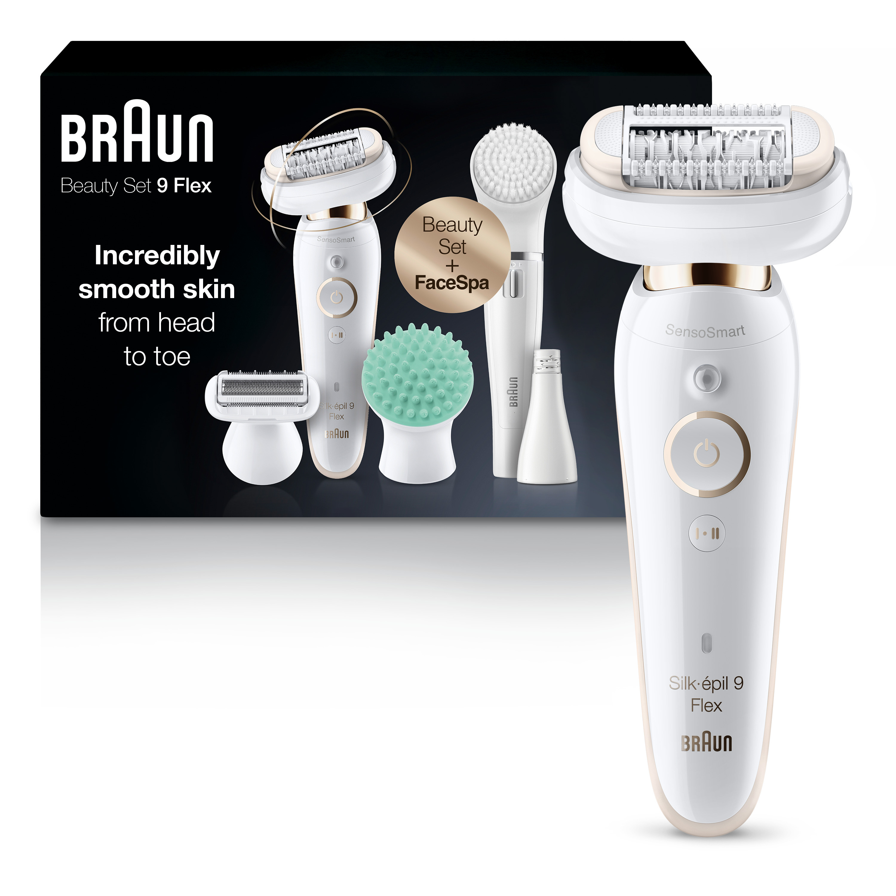 Набор Braun Silk-Epil 9 Flex 9-300: эпилятор с гибкой головкой и 4 насадками Braun