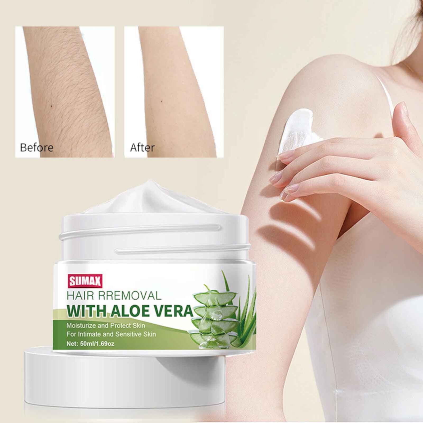 Aloe-Hair-Removal-Cream (Крем)-Women-Pubic-Bikini-Line-Face-Limbs-Underarms-Painless-Flawless-Depilatory-Gentle-Soothing-Moisturizing-Body-Formula-Sensitive FSTDelivery