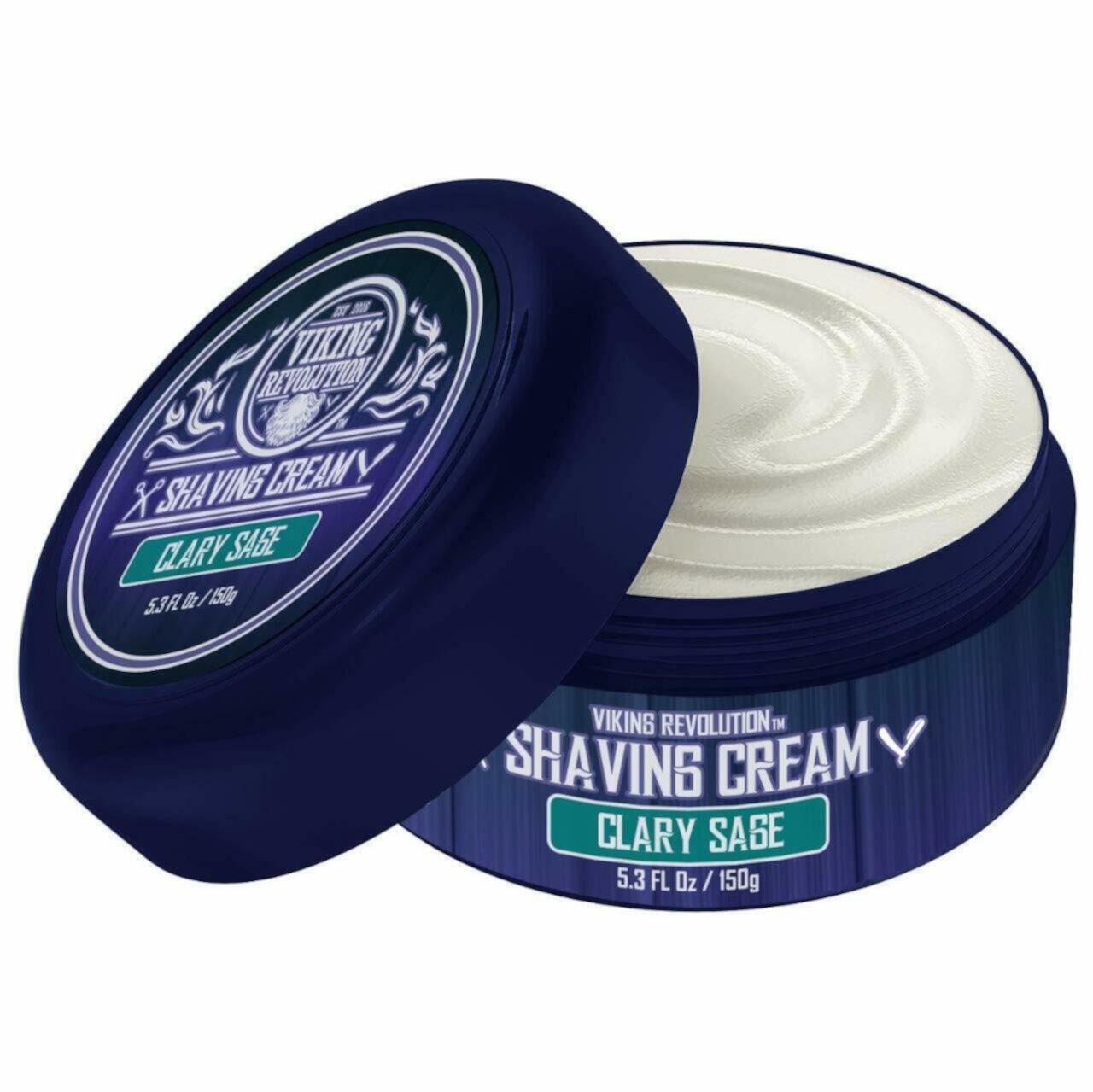 Viking Revolution - Luxury Shaving Cream (Крем) for Men - Clary Sage - Soft, Smooth & Silky - 5.3oz Viking Revolution