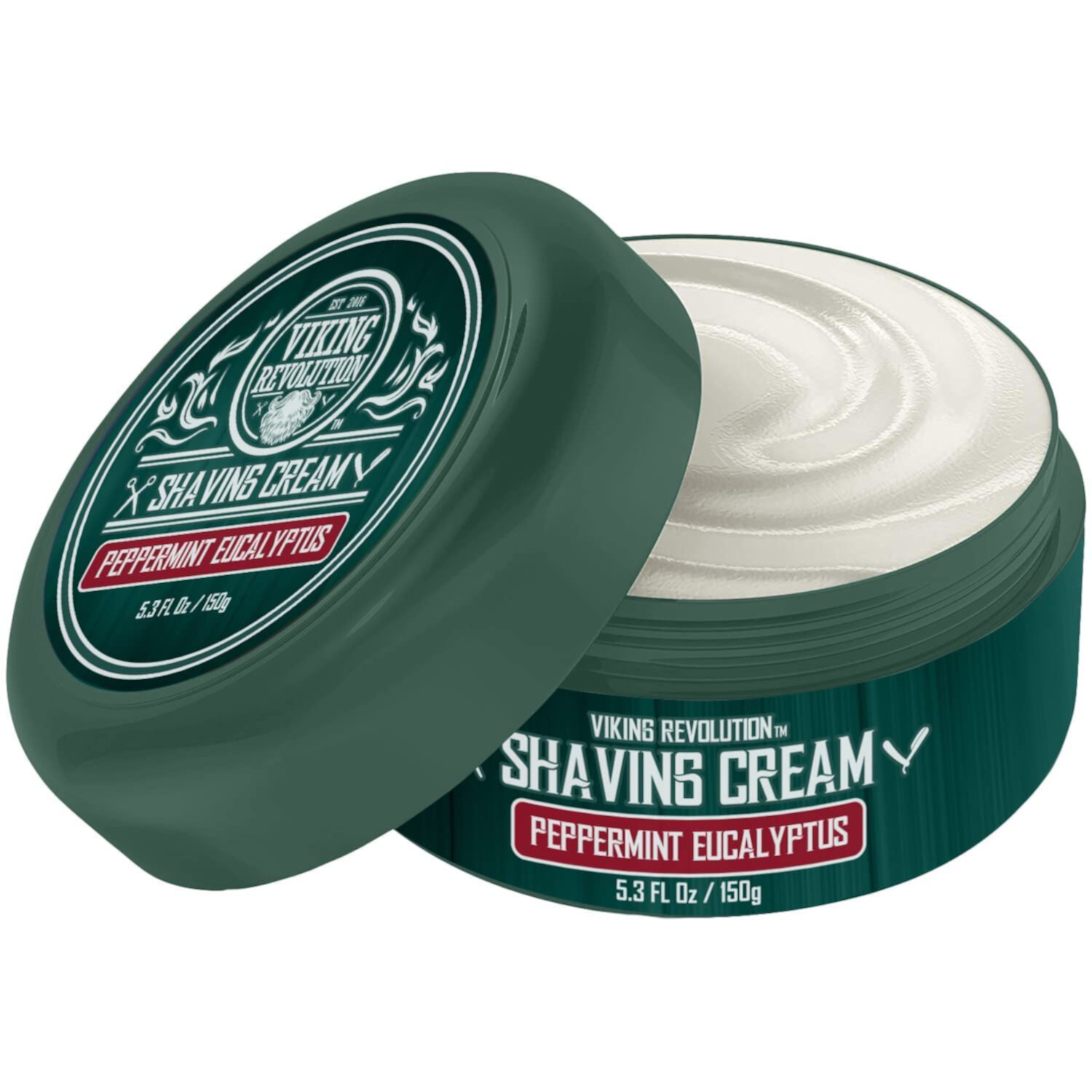 Viking Revolution - Luxury Shaving Cream (Крем) for Men - Peppermint & Eucalyptus - Soft, Smooth & Silky - 5.3oz Viking Revolution