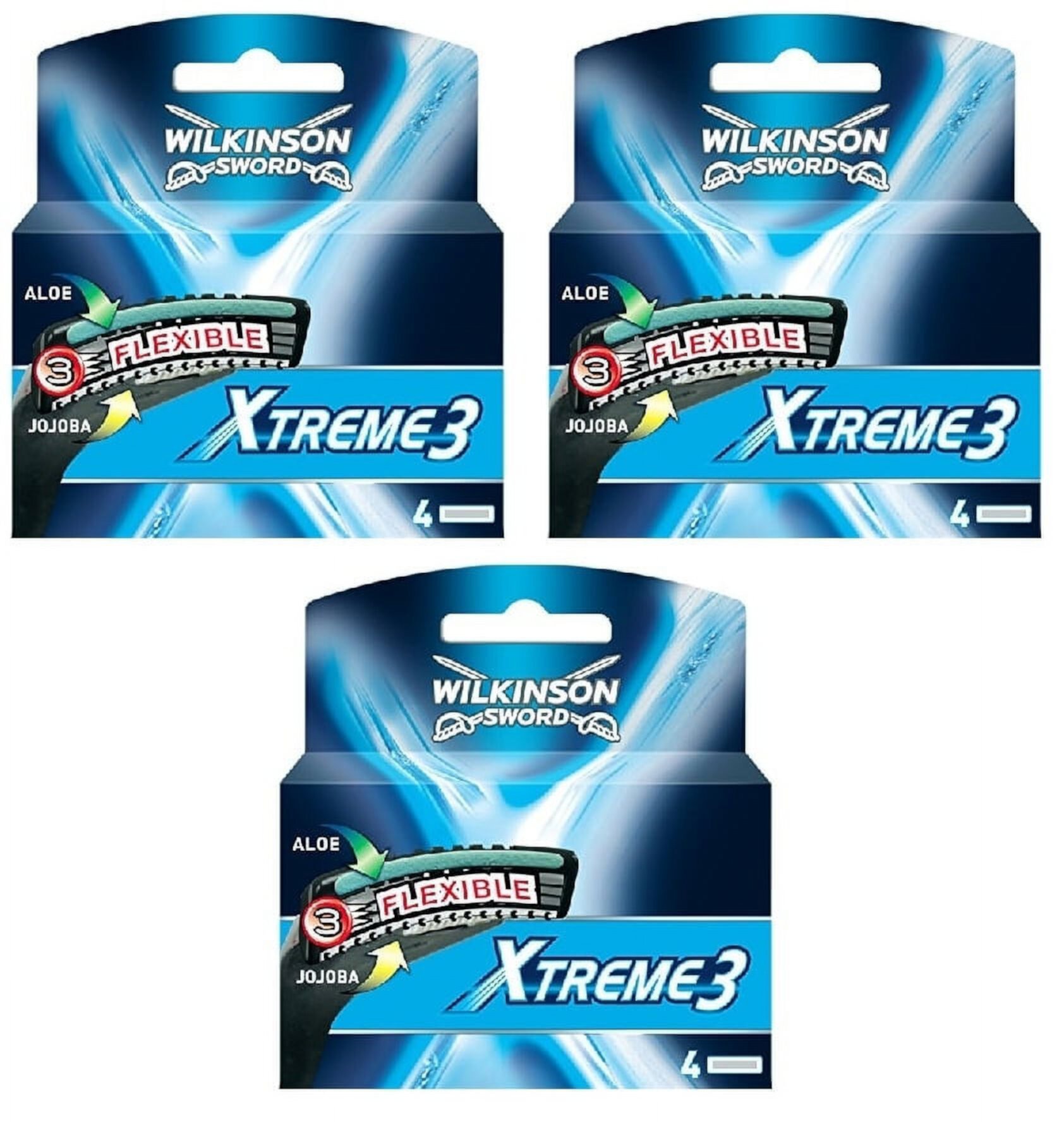 Wilkinson Sword Xtreme3, 4 Count Refill Blades (Same As Schick Xtreme 3 Catridges) Pack of 3 Wilkinson Sword