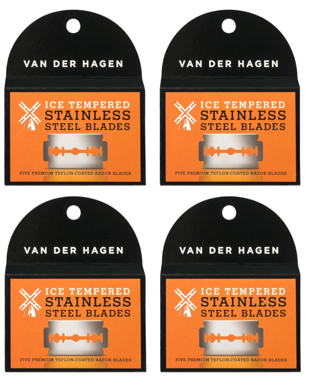 Van Der Hagen Stainless Steel Double Edge Razor Blades 5 Blades (Pack of 4) Van Der Hagen