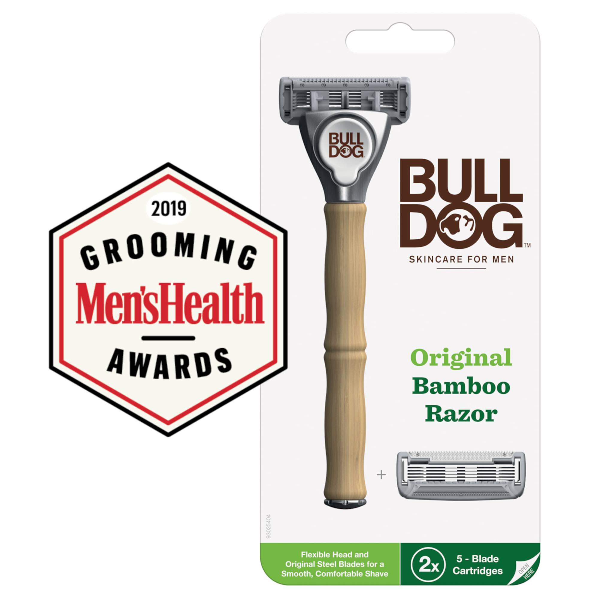 Bulldog Original Bamboo Men's 5-Blade Razor Blade Refill, 4 Ct, Steel Razor Blades For A Smooth & Comfortable Shave, Lubricating Strip With Aloe Bulldog