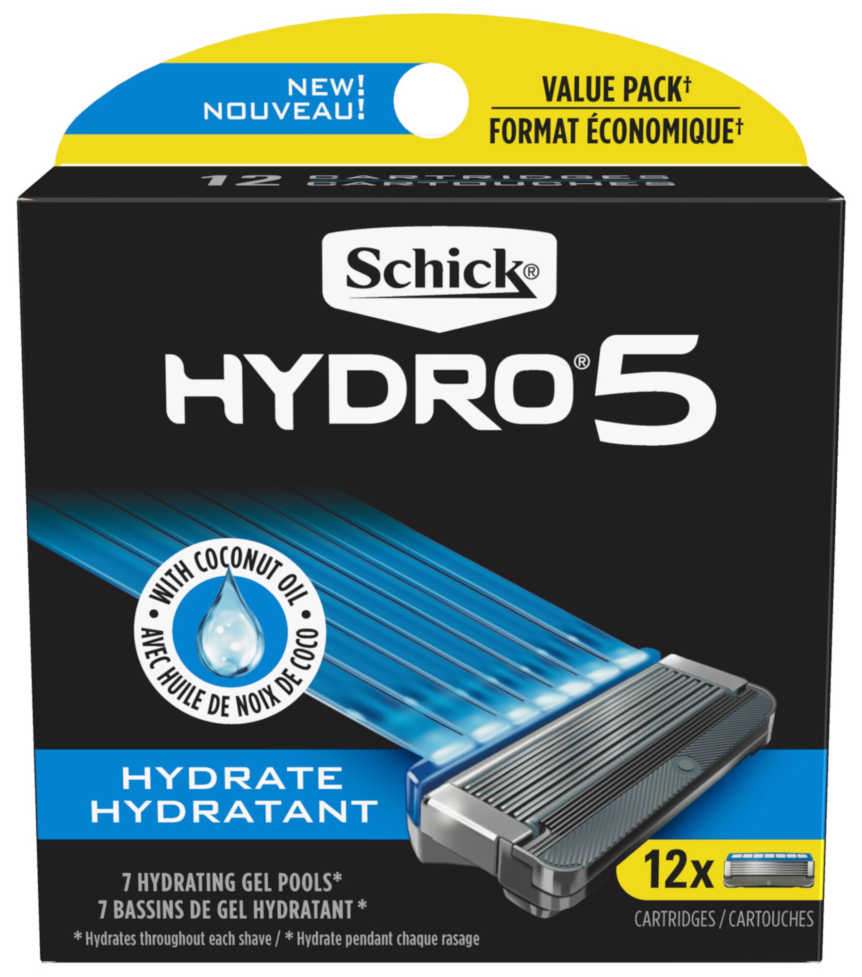 Schick Hydro 5 Sense Hydrate Men's Razor Blade Refills, 12 ct Schick