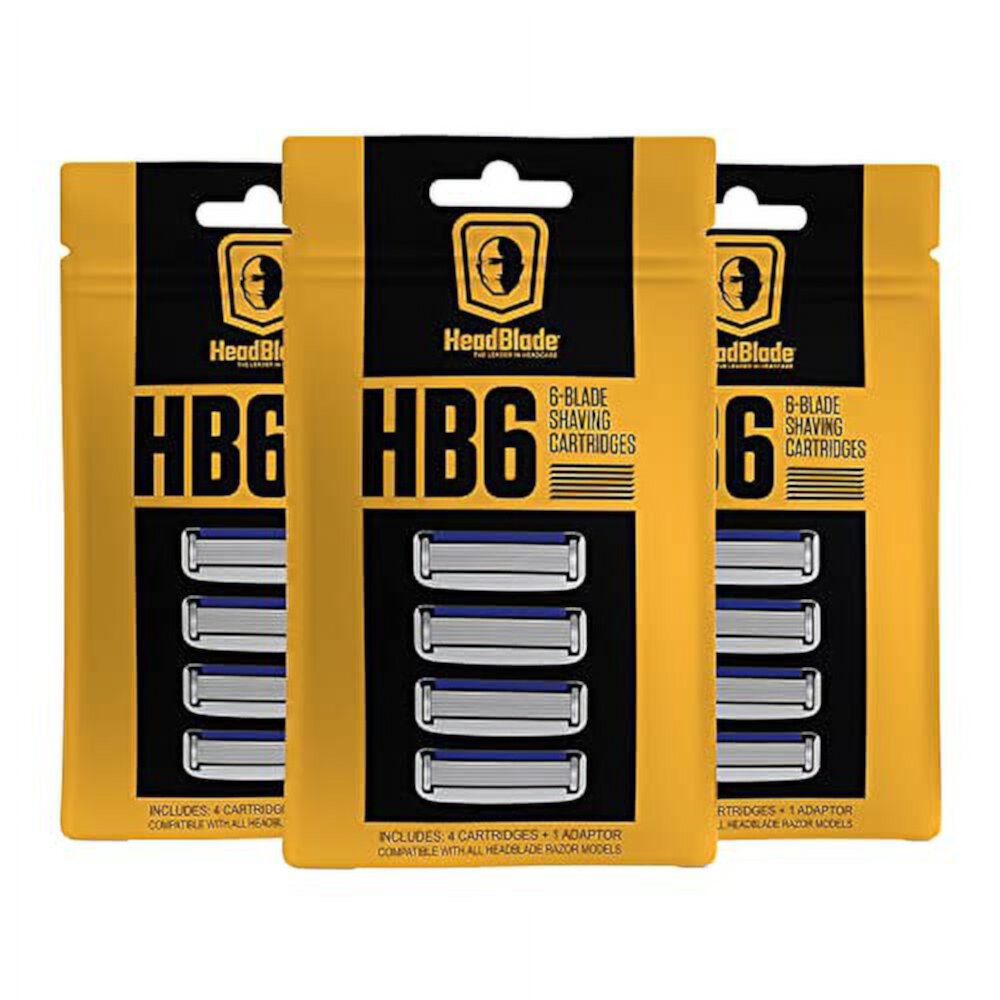 HeadBlade HB6 Six Blade Shaving Cartridges (4 Blades) 3 Pack HeadBlade