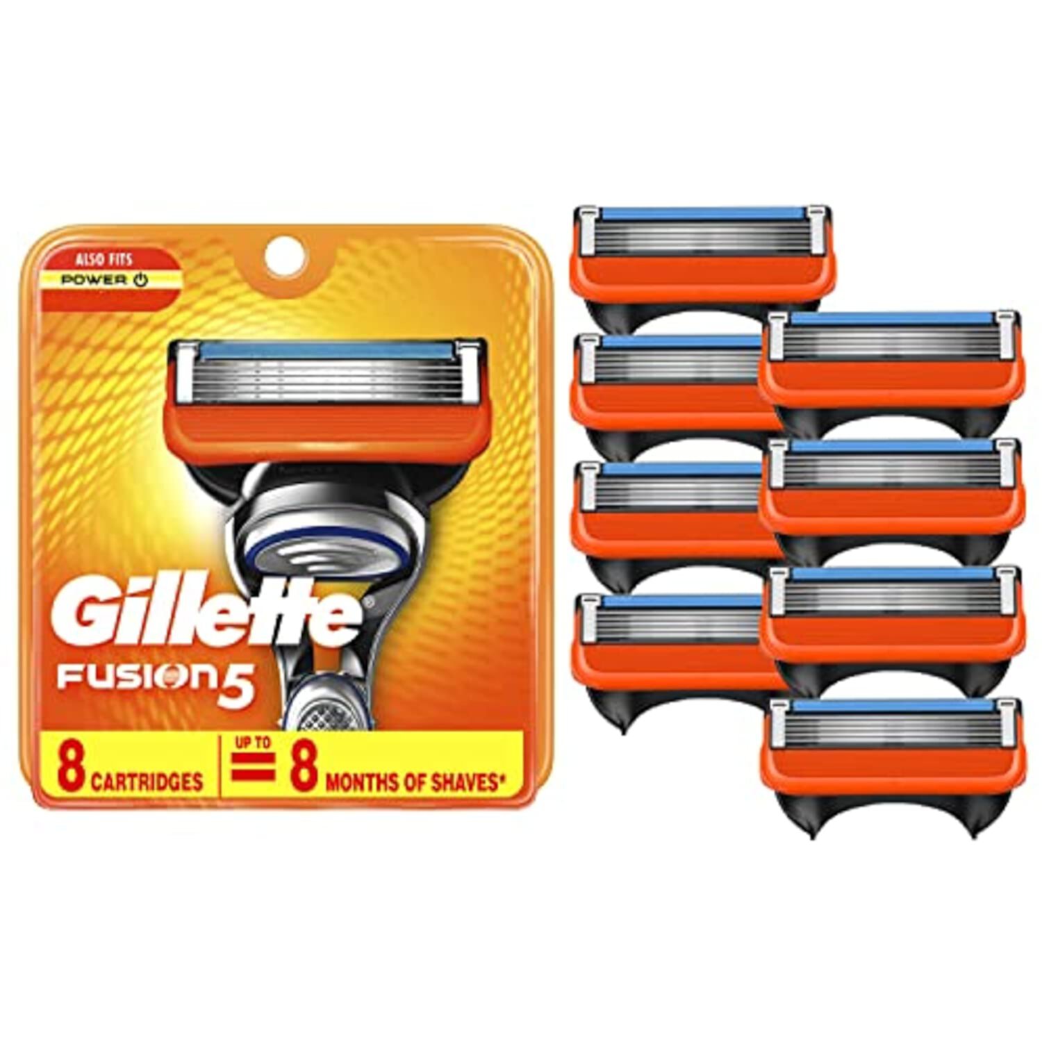 Gillette Fusion5 Mens Razor Blade Refills, 8 Count, Lubrastrip For A More Comfortable Shave Gillette